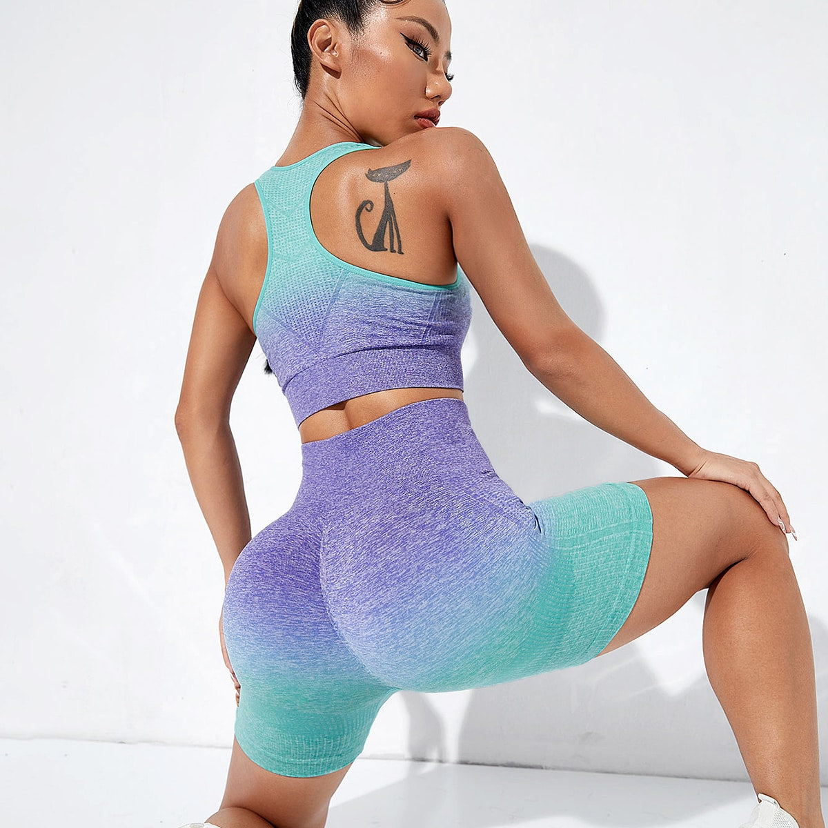 Workout Outfits for Women 2 Piece Ribbed High Waist Butt Lifting Shorts Crop Top Exercise Set
