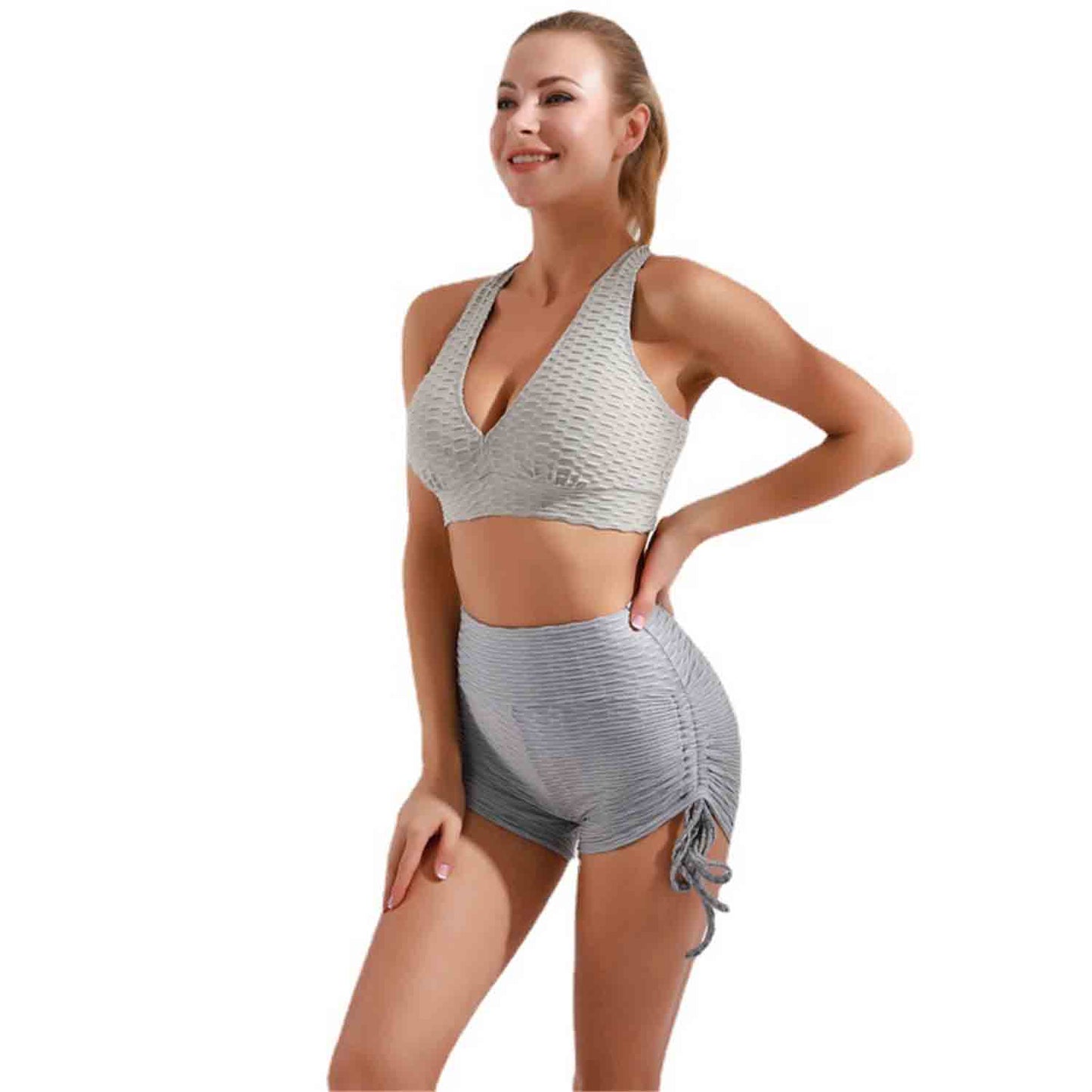 2022 Summer Women's Yoga Clothes Bubble Sports Suits Gathering Bras Fitness Underwear Yoga Shorts