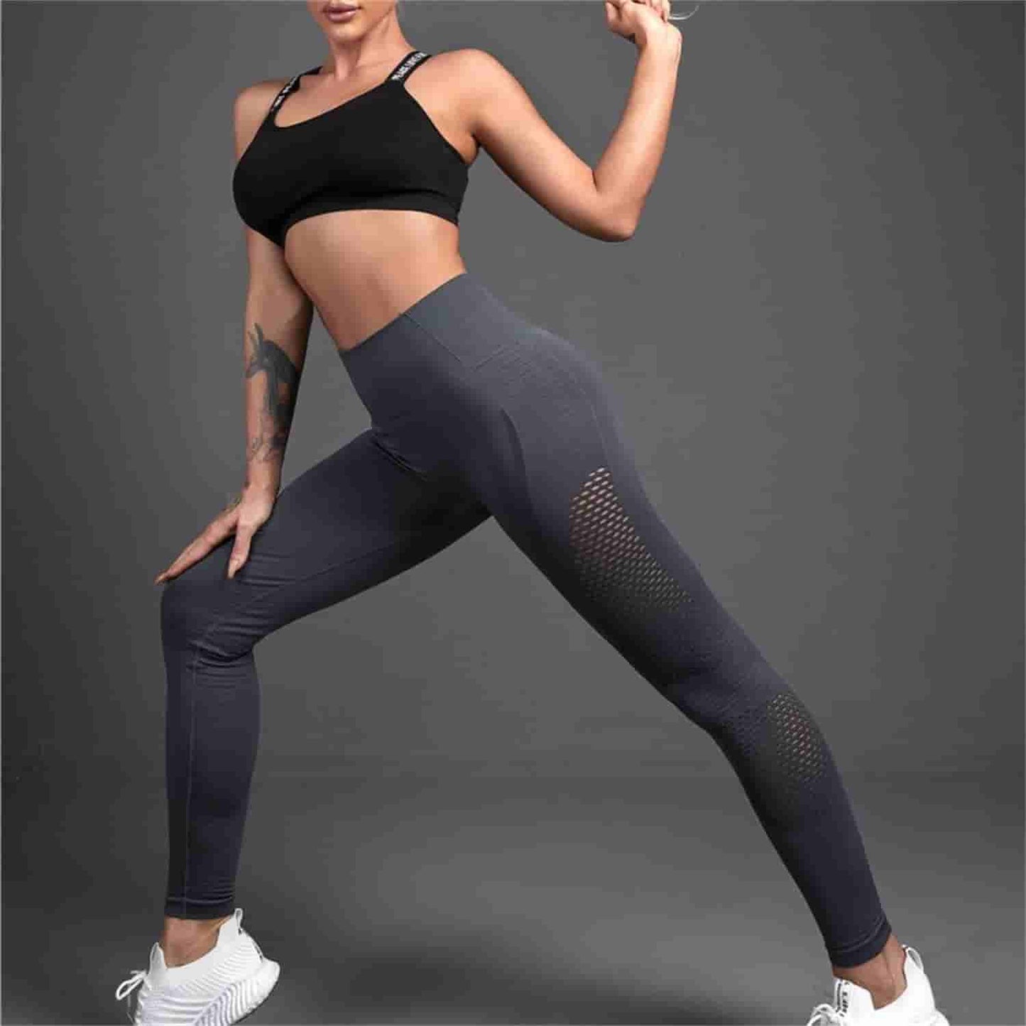 Woman Fitness Clothing Yoga Pants Mesh Leggings High Waist Quick Drying Sports Pants