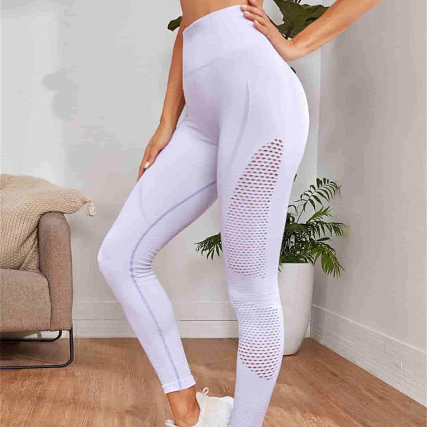 Woman Fitness Clothing Yoga Pants Mesh Leggings High Waist Quick Drying Sports Pants