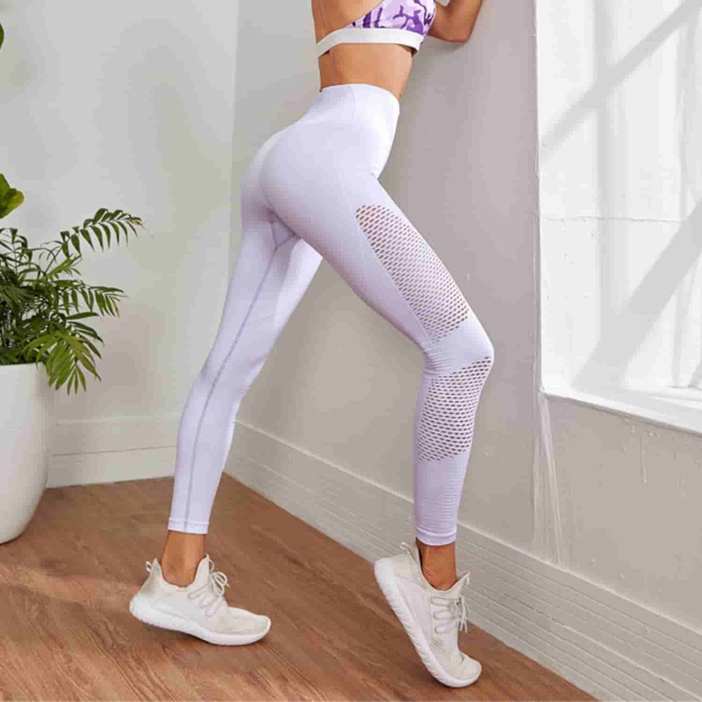 Woman Fitness Clothing Yoga Pants Mesh Leggings High Waist Quick Drying Sports Pants