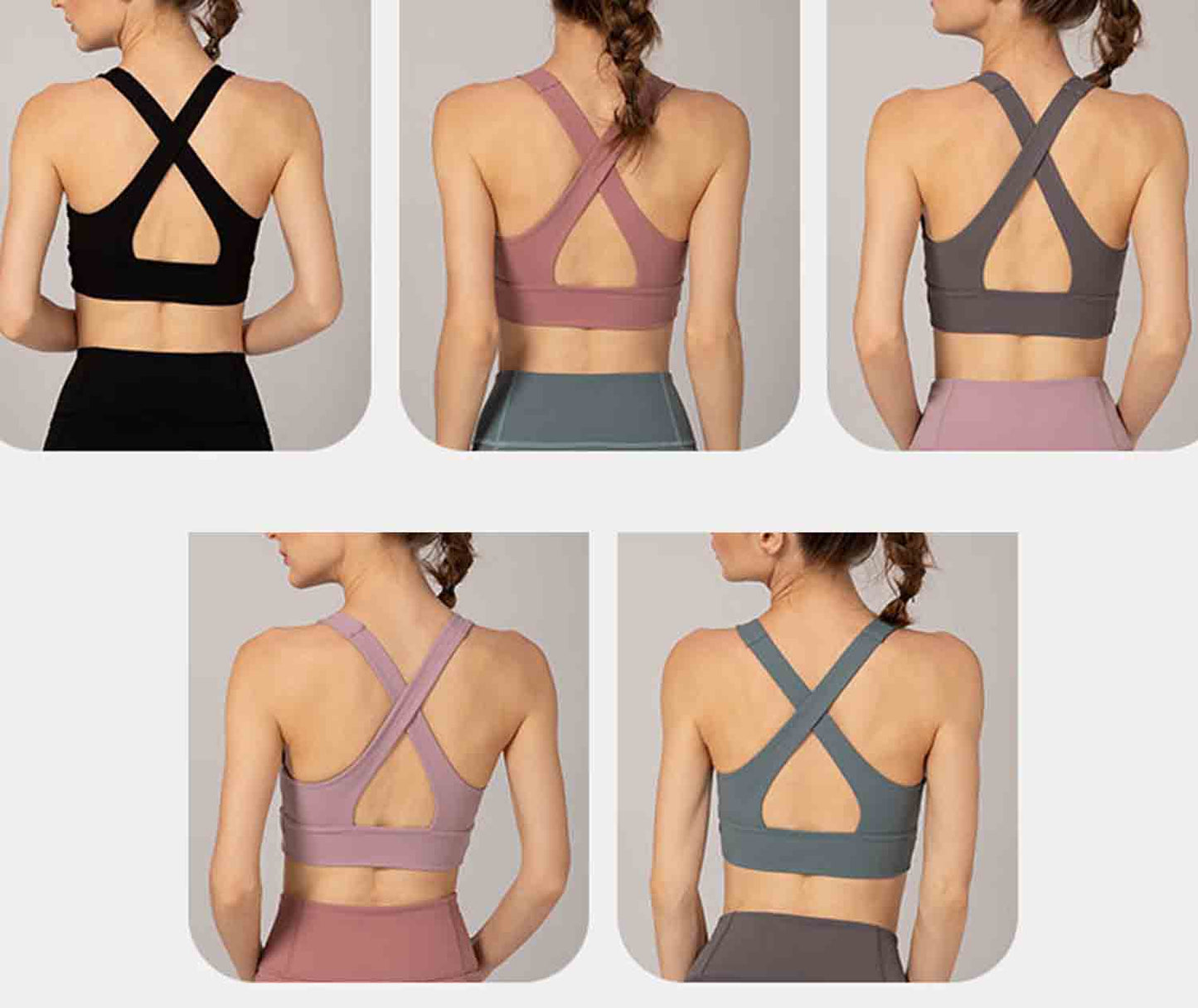Naked Skin-friendly Yoga Bra Women Sexy Cross Straps Sport Bra Running Crop Top Fitness Clothing Yoga Bra No Steel Ring Bras