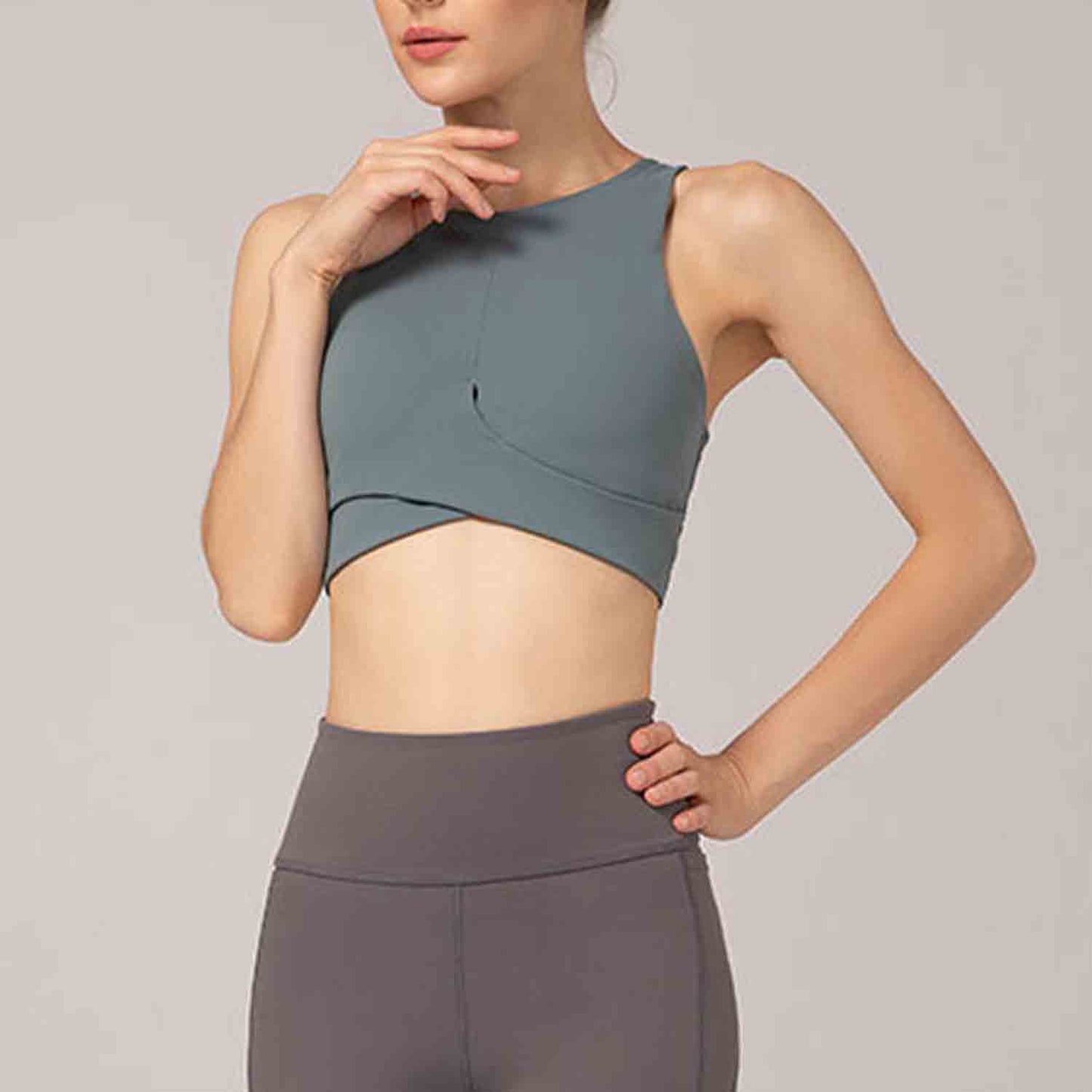 Naked Skin-friendly Yoga Bra Women Sexy Cross Straps Sport Bra Running Crop Top Fitness Clothing Yoga Bra No Steel Ring Bras