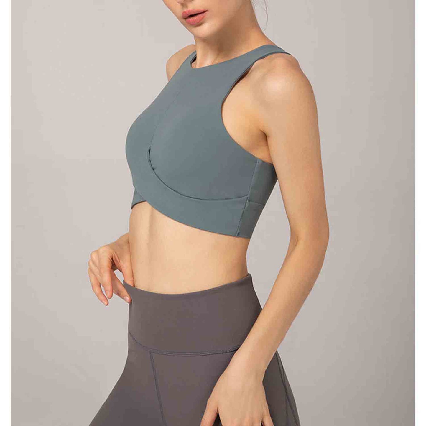 Naked Skin-friendly Yoga Bra Women Sexy Cross Straps Sport Bra Running Crop Top Fitness Clothing Yoga Bra No Steel Ring Bras