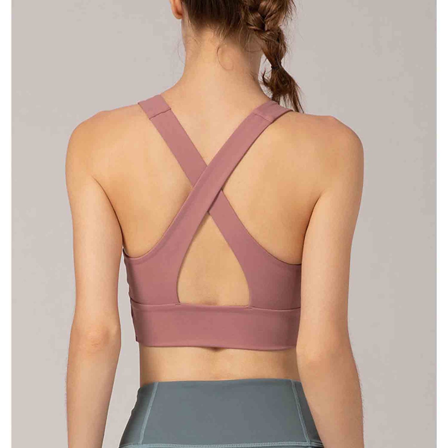 Naked Skin-friendly Yoga Bra Women Sexy Cross Straps Sport Bra Running Crop Top Fitness Clothing Yoga Bra No Steel Ring Bras