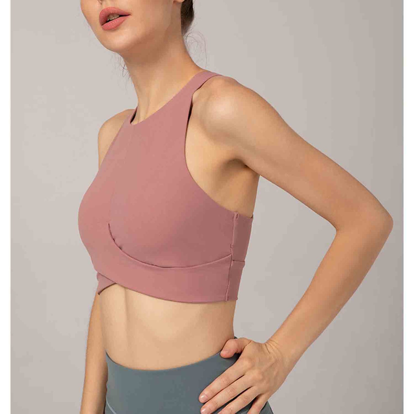 Naked Skin-friendly Yoga Bra Women Sexy Cross Straps Sport Bra Running Crop Top Fitness Clothing Yoga Bra No Steel Ring Bras