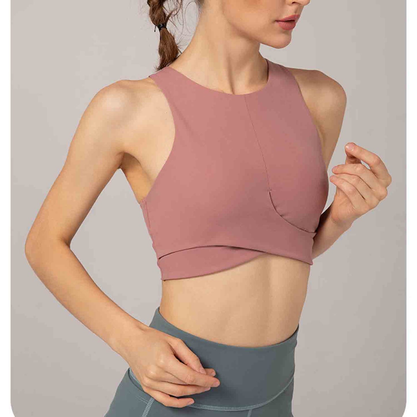 Naked Skin-friendly Yoga Bra Women Sexy Cross Straps Sport Bra Running Crop Top Fitness Clothing Yoga Bra No Steel Ring Bras