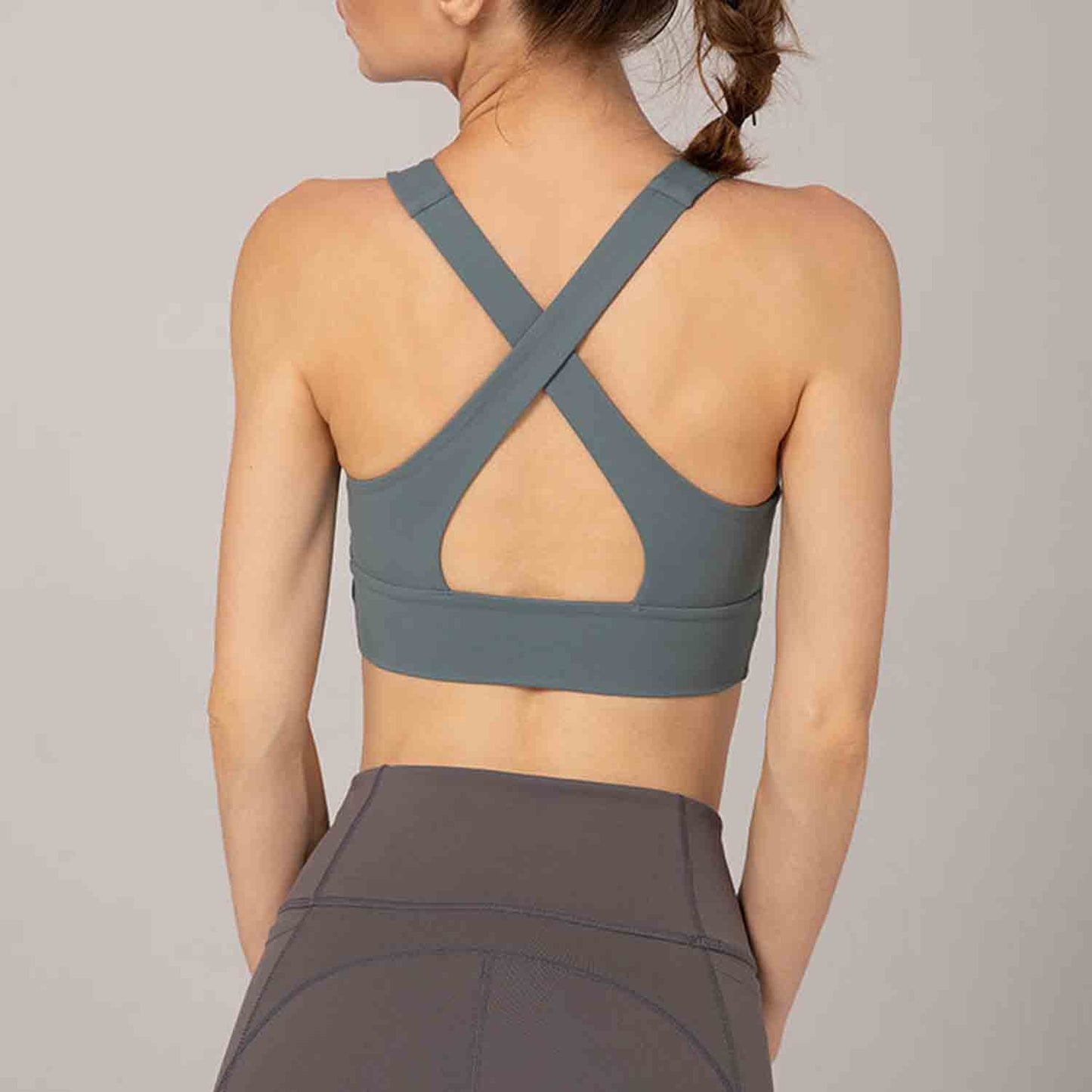 Naked Skin-friendly Yoga Bra Women Sexy Cross Straps Sport Bra Running Crop Top Fitness Clothing Yoga Bra No Steel Ring Bras