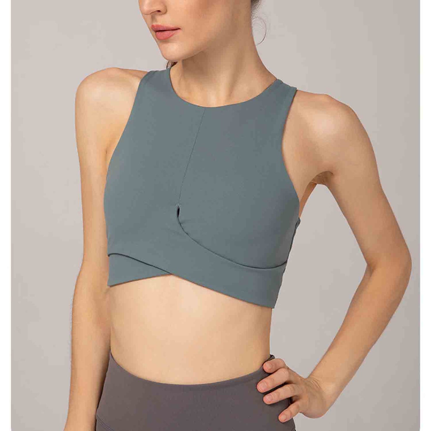 Naked Skin-friendly Yoga Bra Women Sexy Cross Straps Sport Bra Running Crop Top Fitness Clothing Yoga Bra No Steel Ring Bras