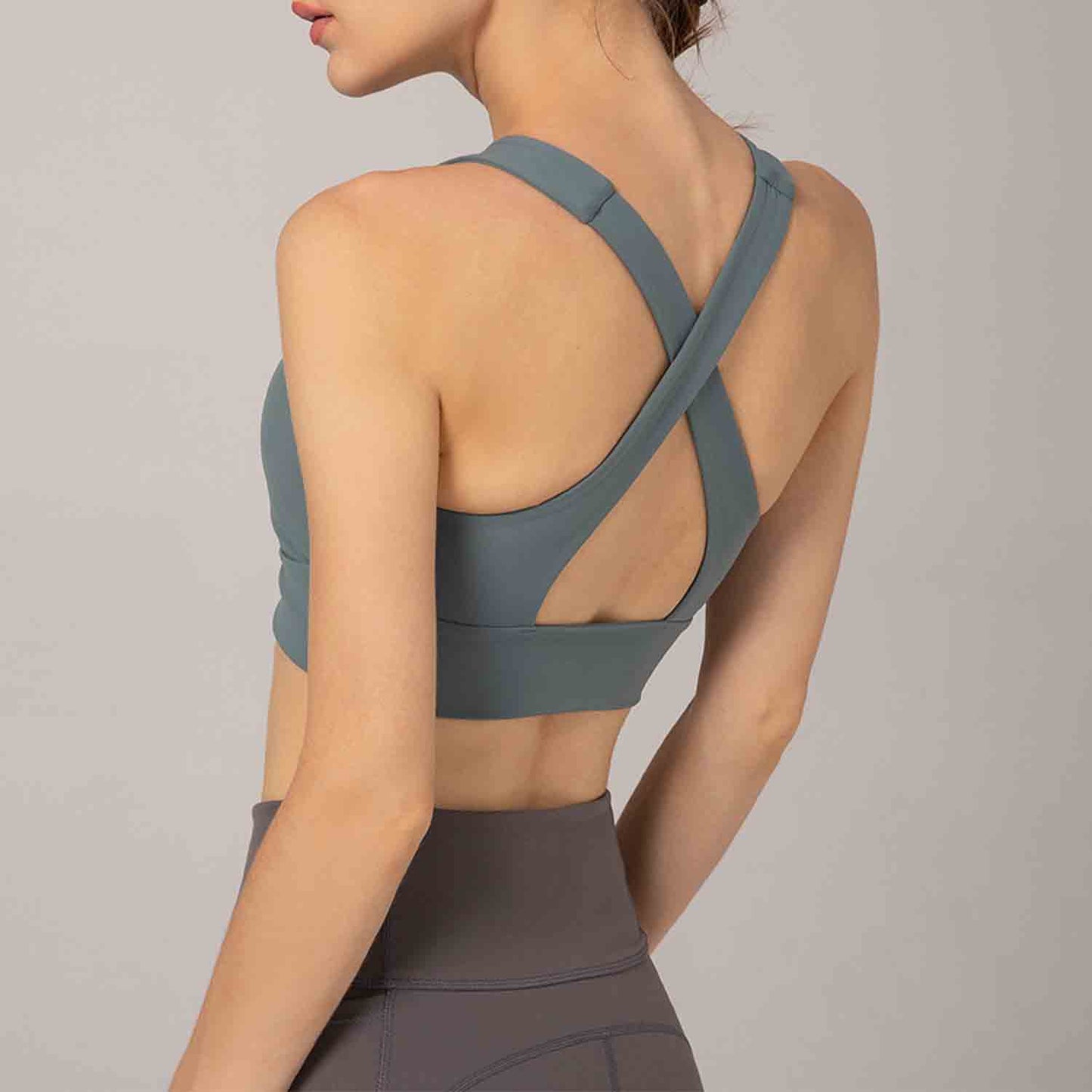 Naked Skin-friendly Yoga Bra Women Sexy Cross Straps Sport Bra Running Crop Top Fitness Clothing Yoga Bra No Steel Ring Bras