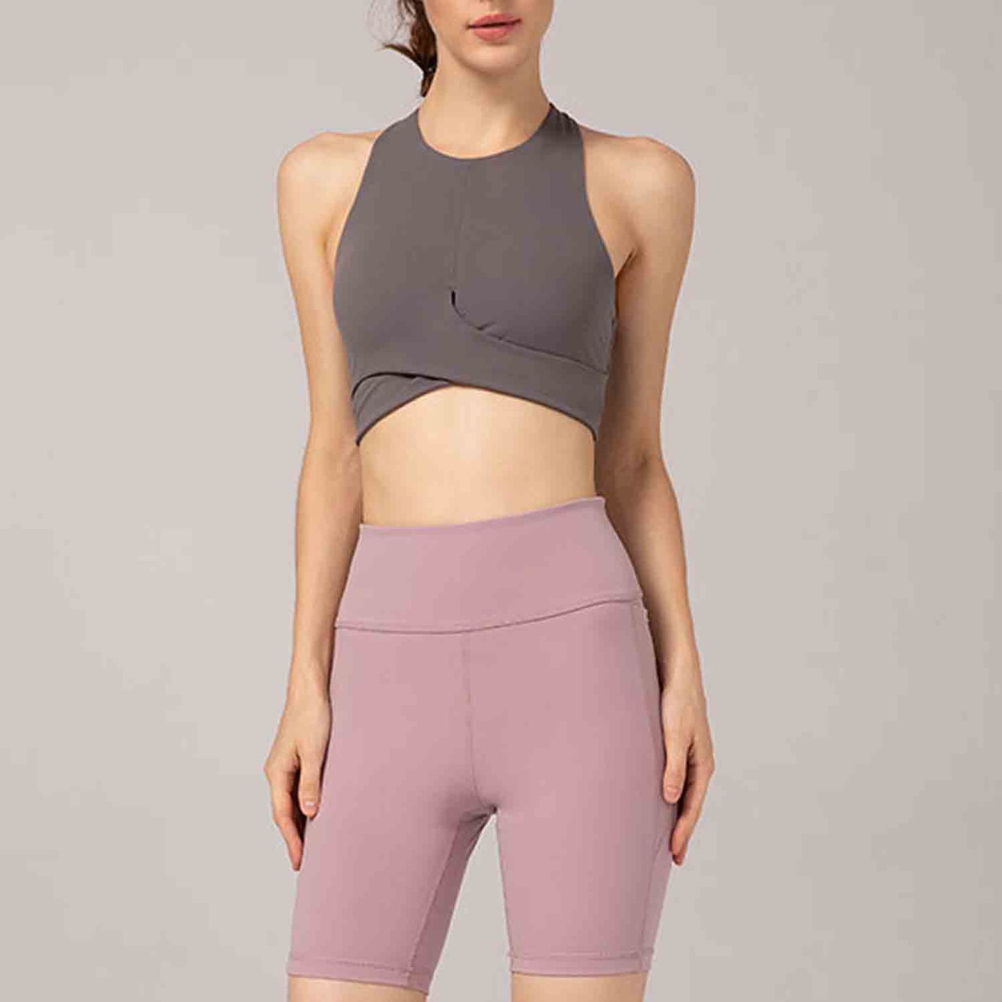 Naked Skin-friendly Yoga Bra Women Sexy Cross Straps Sport Bra Running Crop Top Fitness Clothing Yoga Bra No Steel Ring Bras