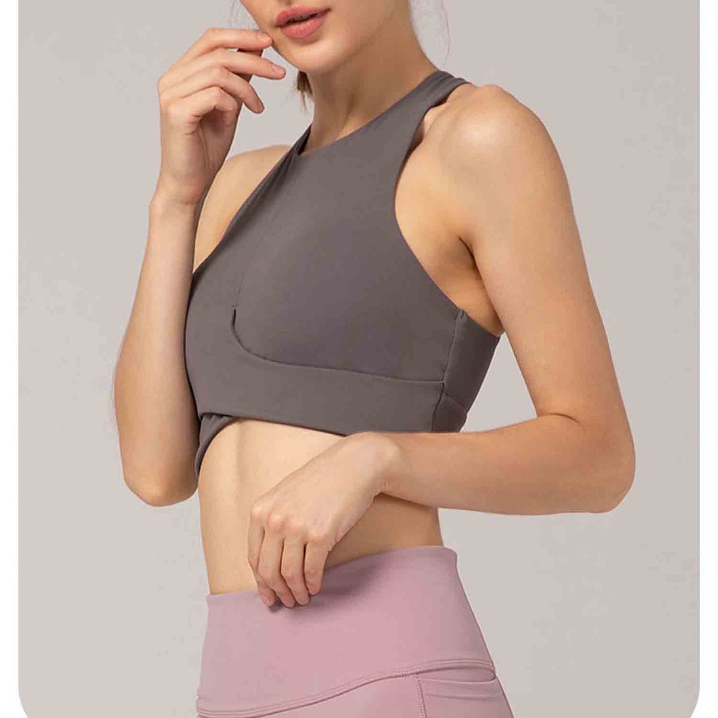 Naked Skin-friendly Yoga Bra Women Sexy Cross Straps Sport Bra Running Crop Top Fitness Clothing Yoga Bra No Steel Ring Bras