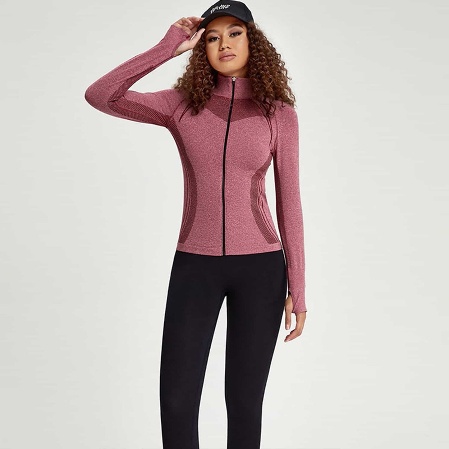 Women's Sports Running Long Sleeve Yoga Fitness Top Zip Slim Shirt