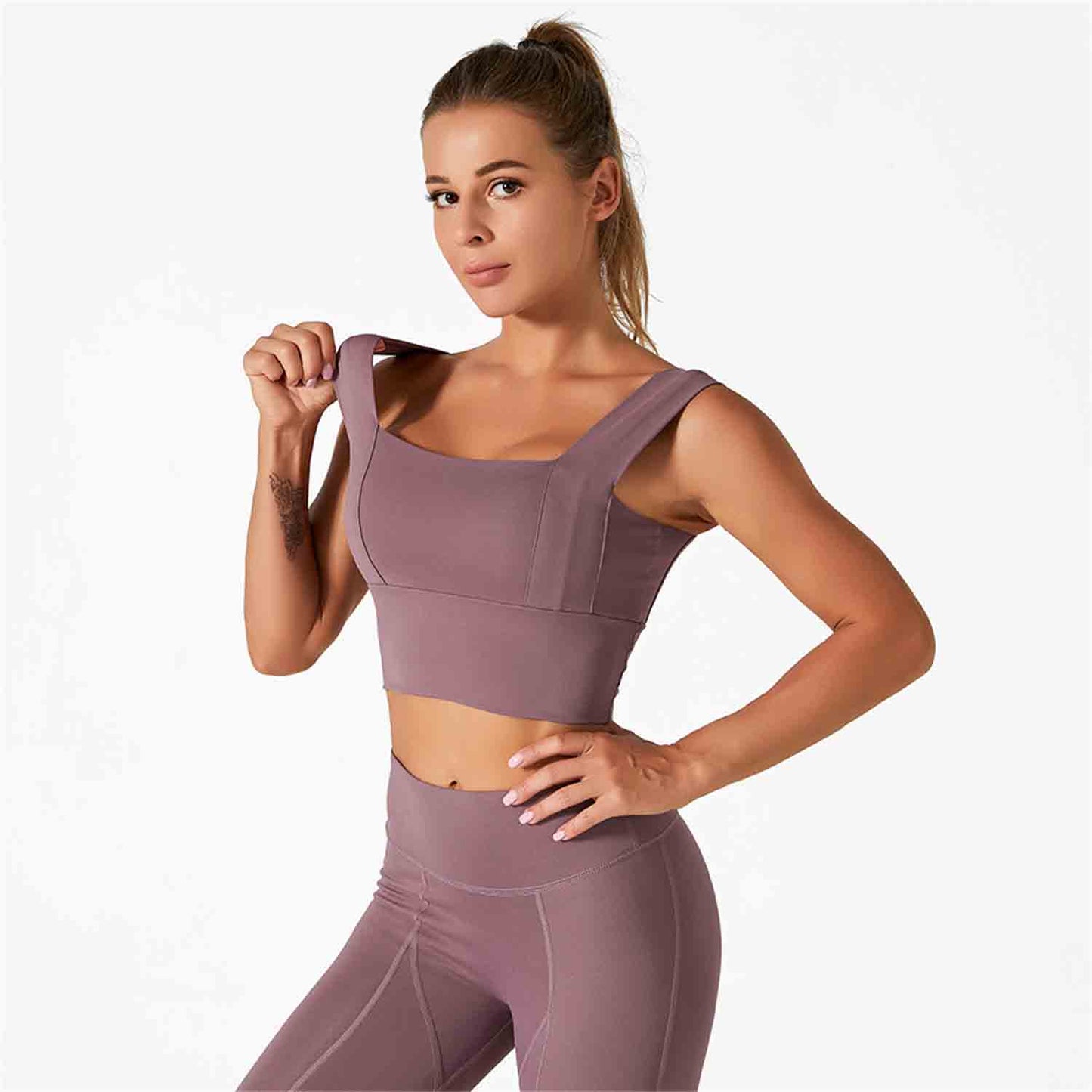 Women's Yoga Bra Sports Underwear Short Sleeve Moisture Wicking Running Fitness Pants High Strength Shockproof Vest Set