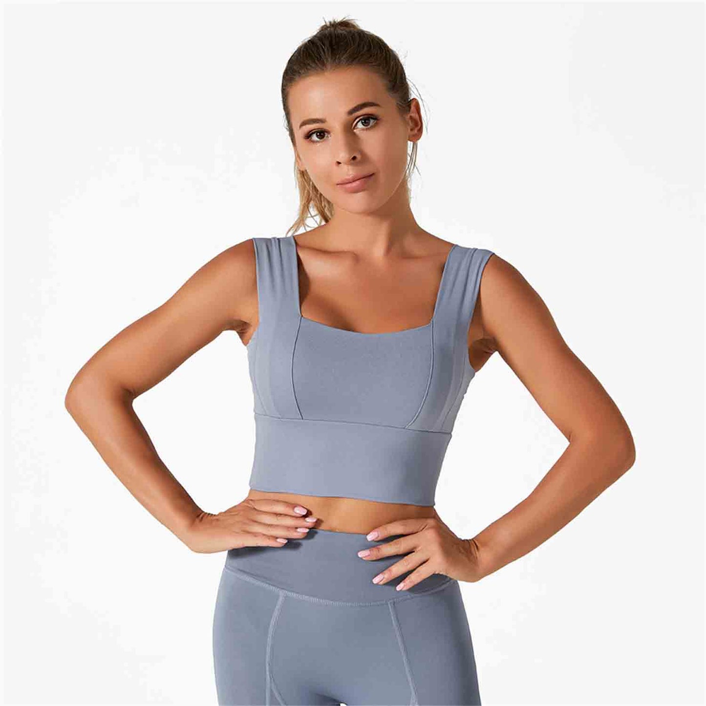 Women's Yoga Bra Sports Underwear Short Sleeve Moisture Wicking Running Fitness Pants High Strength Shockproof Vest Set