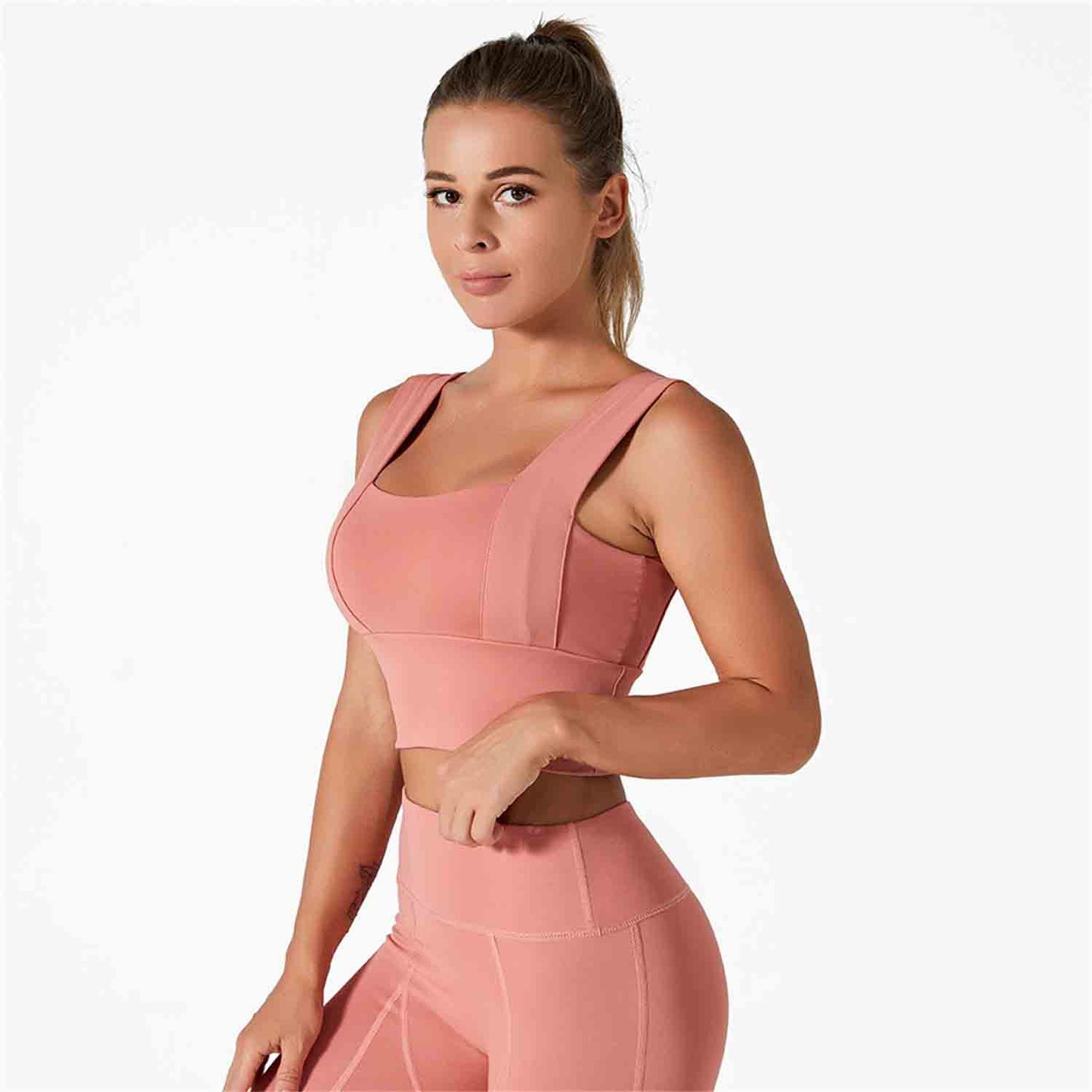 Women's Yoga Bra Sports Underwear Short Sleeve Moisture Wicking Running Fitness Pants High Strength Shockproof Vest Set