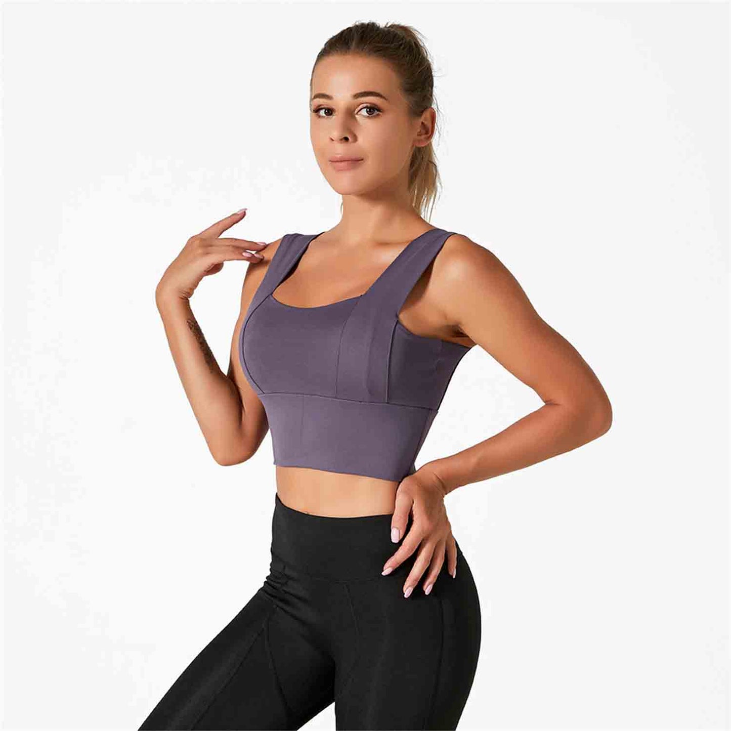 Women's Yoga Bra Sports Underwear Short Sleeve Moisture Wicking Running Fitness Pants High Strength Shockproof Vest Set
