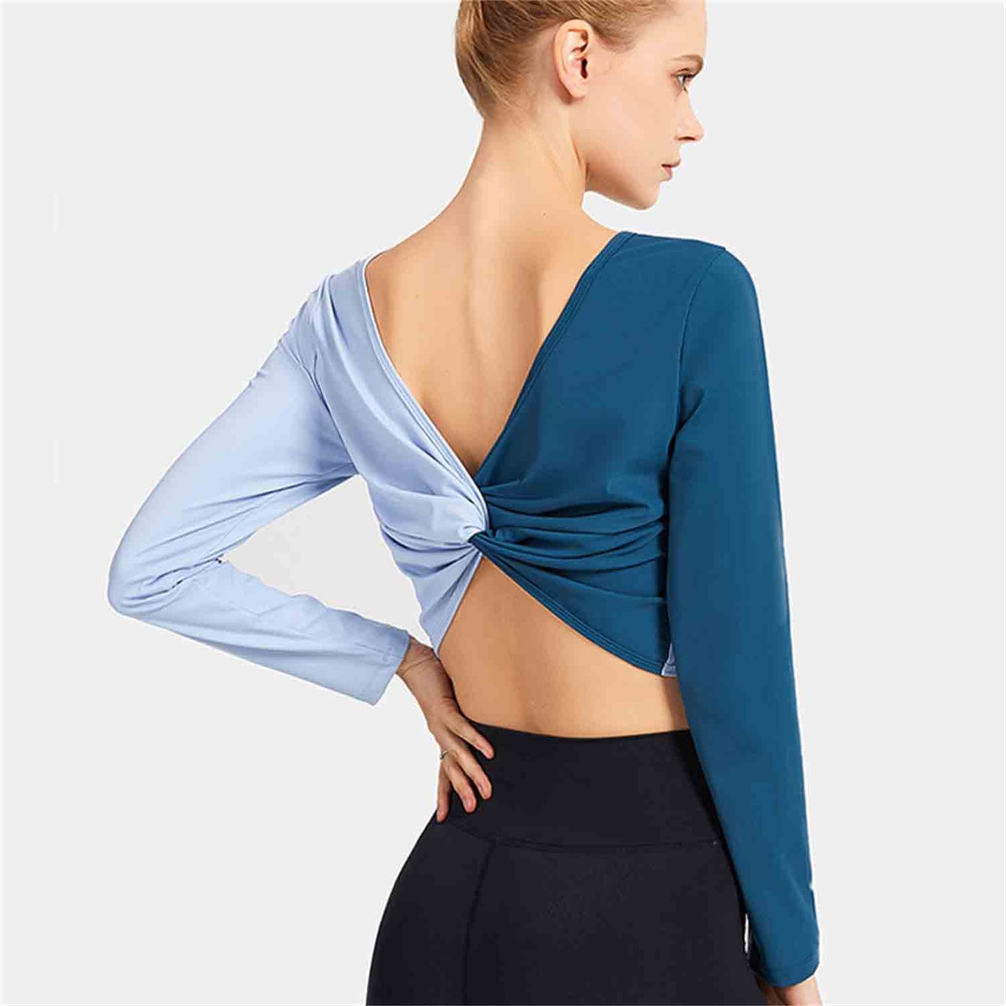 Reversible Fitness Long-sleeved W omen's Yoga Clothes Kink Breathable Slim Fit Beauty Back Sports Outdoor Exercise Running Top