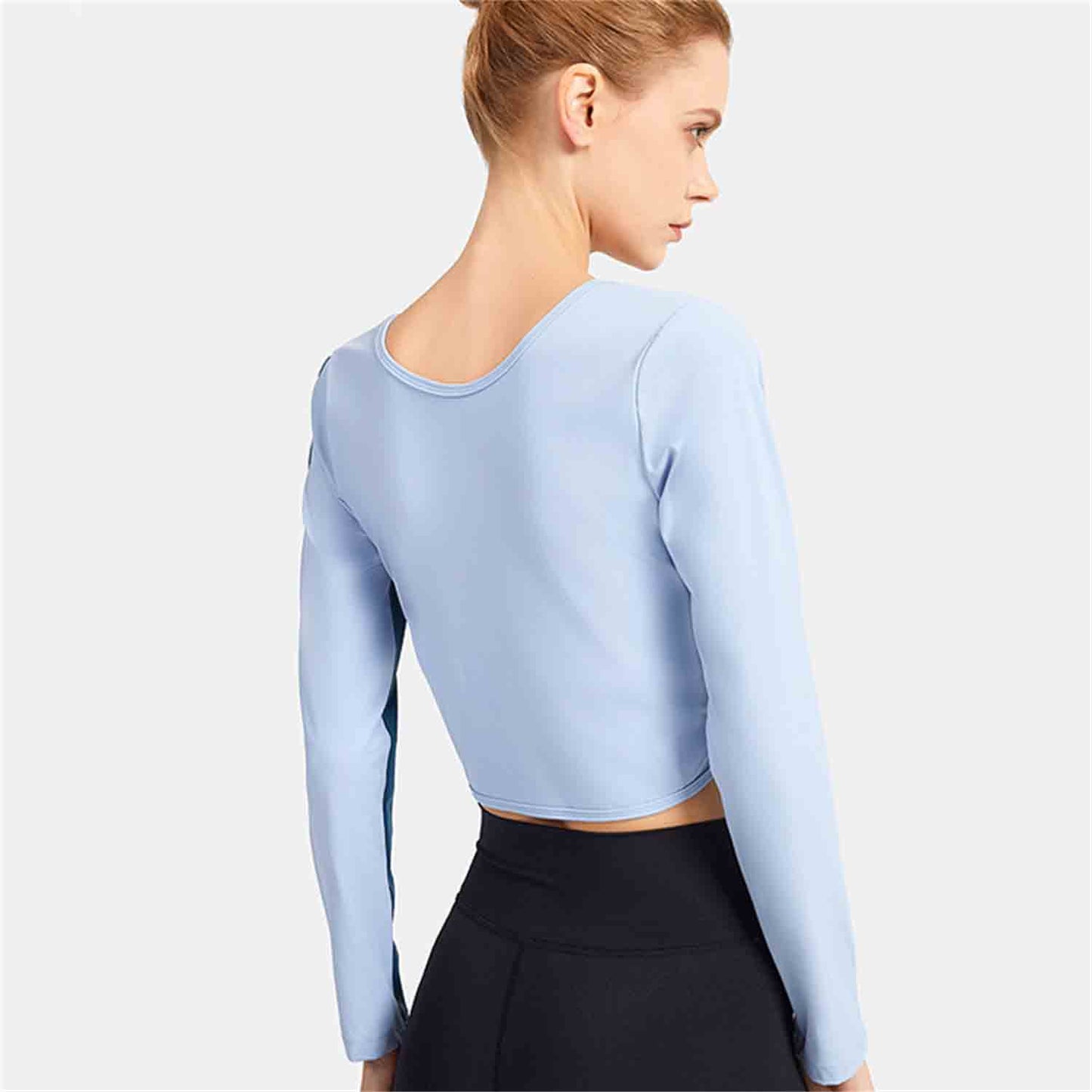 Reversible Fitness Long-sleeved W omen's Yoga Clothes Kink Breathable Slim Fit Beauty Back Sports Outdoor Exercise Running Top