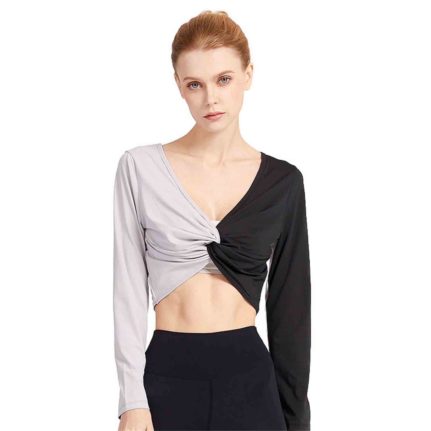 Reversible Fitness Long-sleeved W omen's Yoga Clothes Kink Breathable Slim Fit Beauty Back Sports Outdoor Exercise Running Top