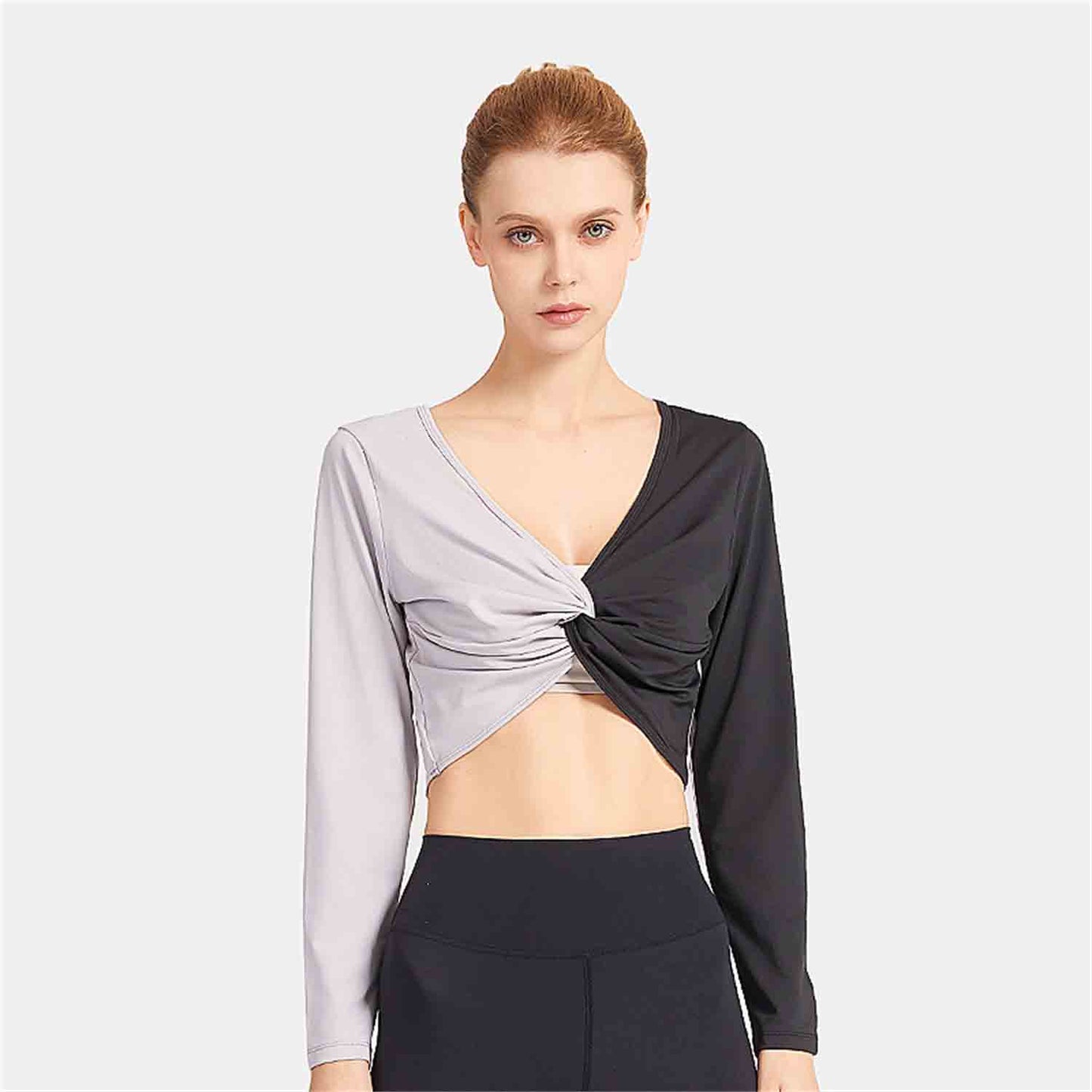 Reversible Fitness Long-sleeved W omen's Yoga Clothes Kink Breathable Slim Fit Beauty Back Sports Outdoor Exercise Running Top