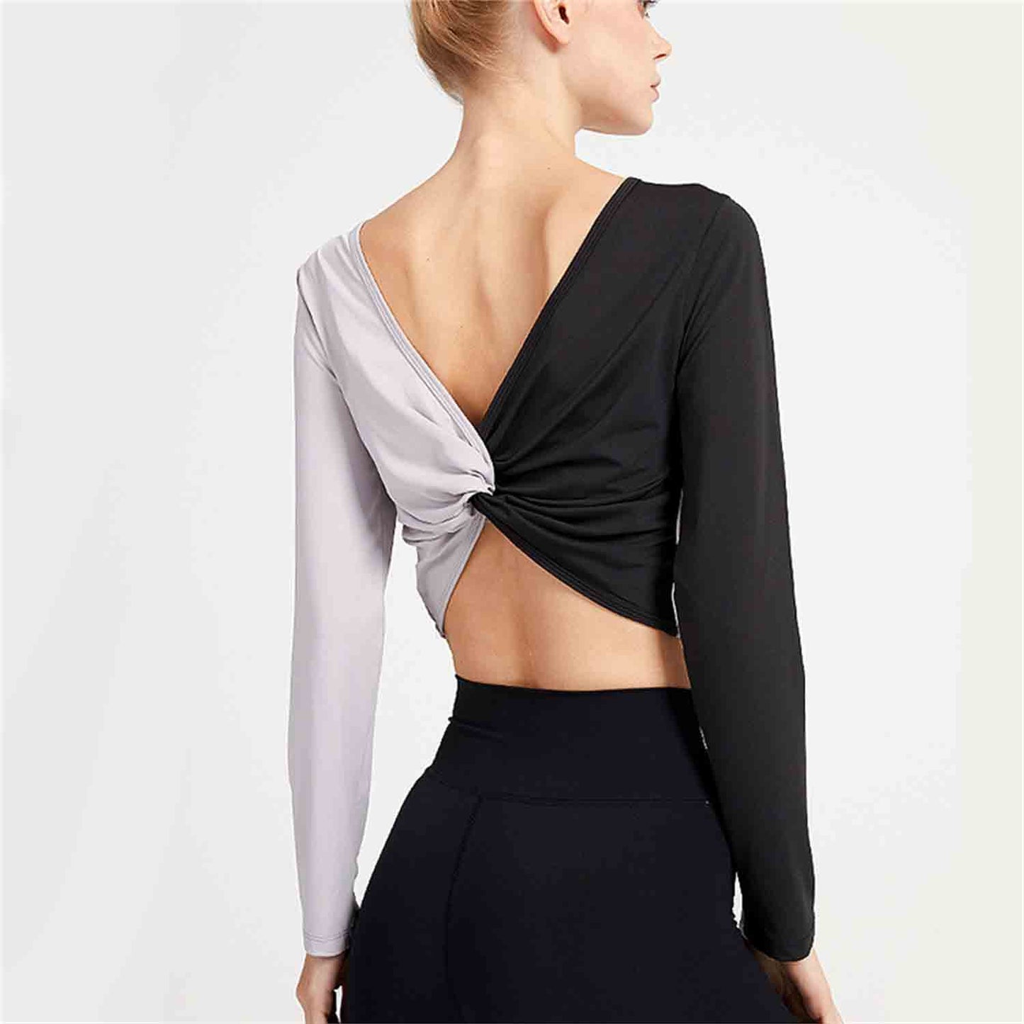 Reversible Fitness Long-sleeved W omen's Yoga Clothes Kink Breathable Slim Fit Beauty Back Sports Outdoor Exercise Running Top
