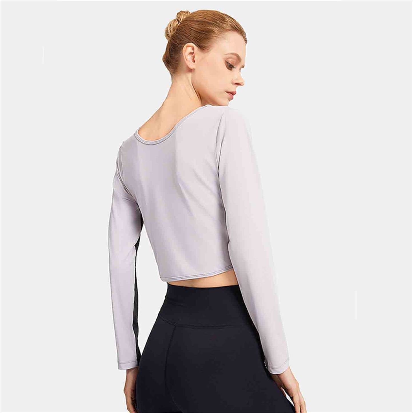 Reversible Fitness Long-sleeved W omen's Yoga Clothes Kink Breathable Slim Fit Beauty Back Sports Outdoor Exercise Running Top