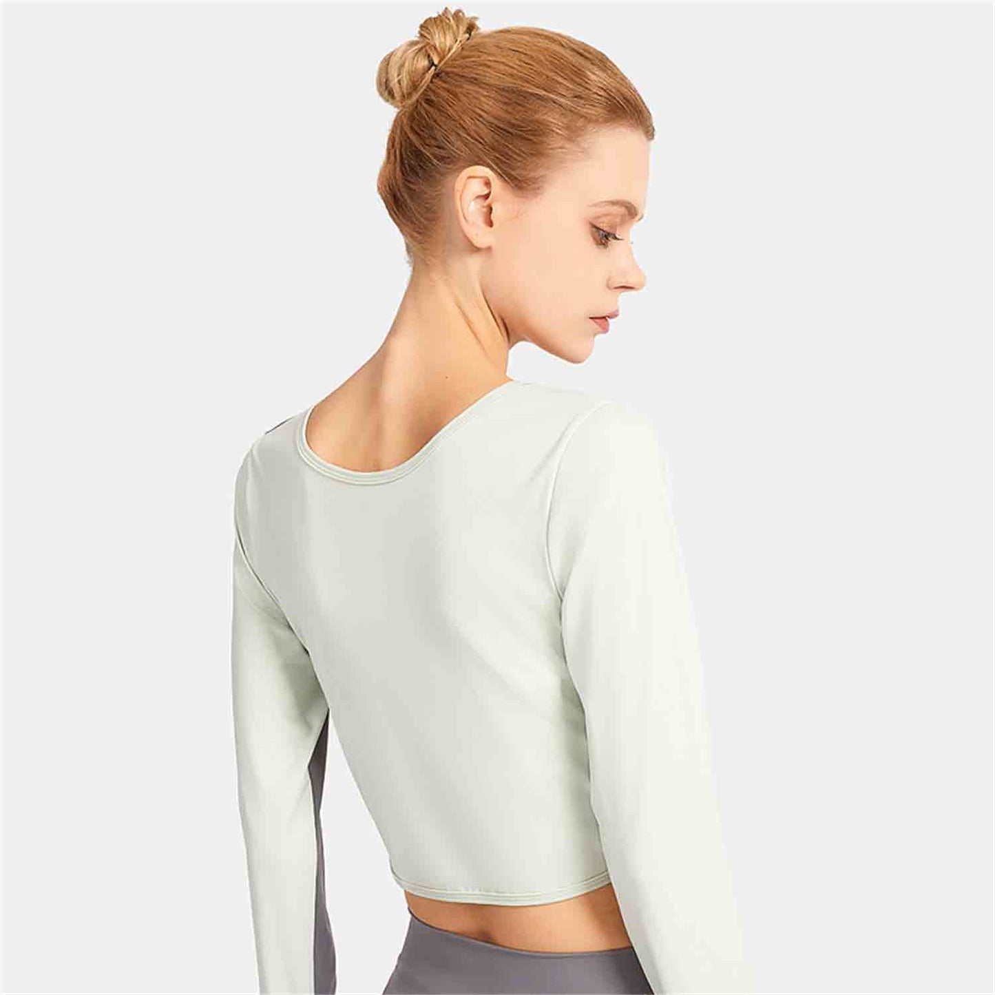 Reversible Fitness Long-sleeved W omen's Yoga Clothes Kink Breathable Slim Fit Beauty Back Sports Outdoor Exercise Running Top