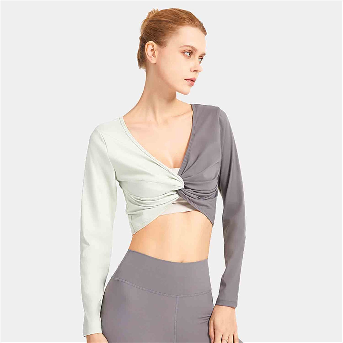 Reversible Fitness Long-sleeved W omen's Yoga Clothes Kink Breathable Slim Fit Beauty Back Sports Outdoor Exercise Running Top