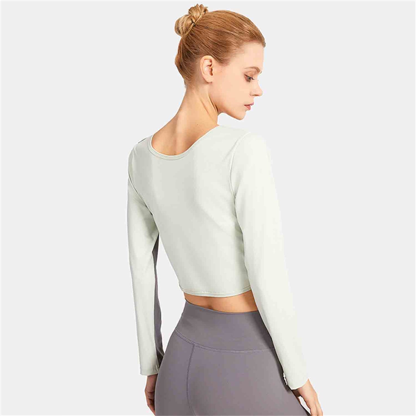 Reversible Fitness Long-sleeved W omen's Yoga Clothes Kink Breathable Slim Fit Beauty Back Sports Outdoor Exercise Running Top