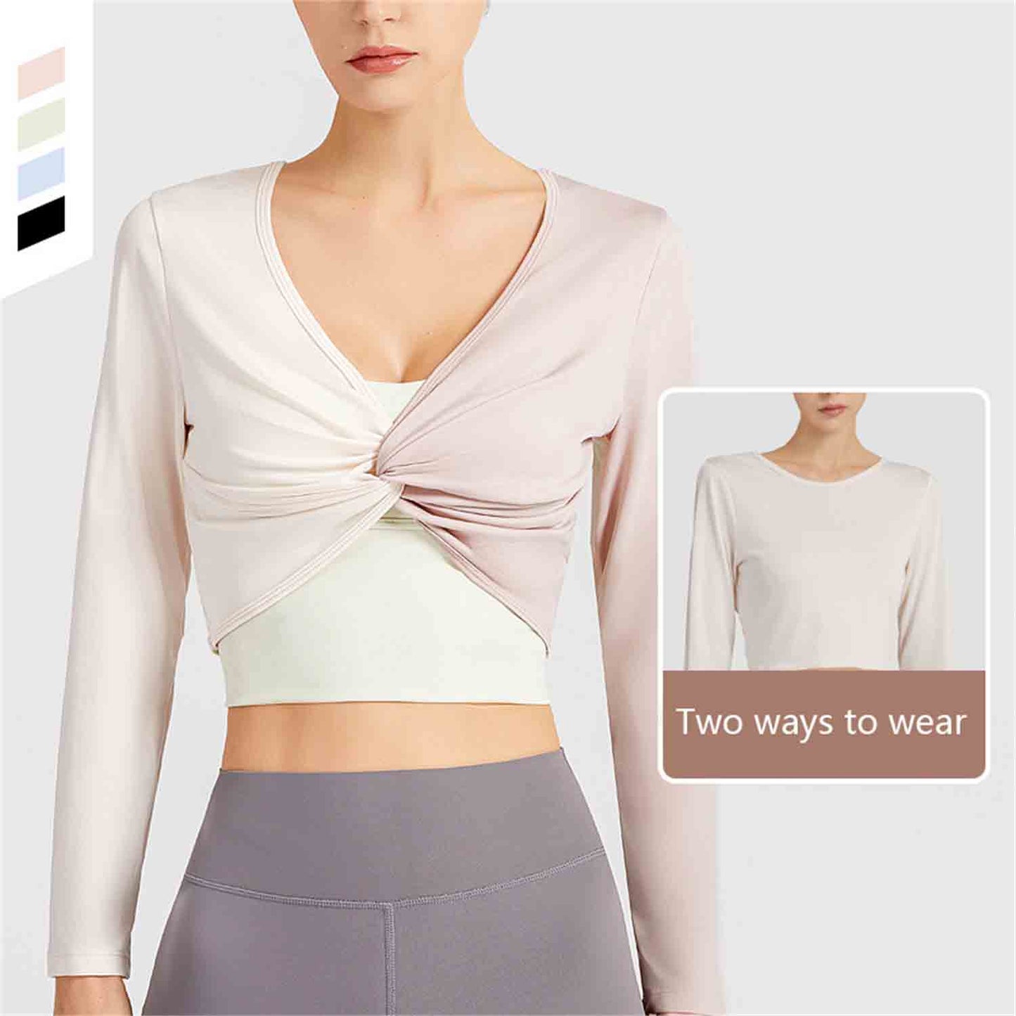 Reversible Fitness Long-sleeved W omen's Yoga Clothes Kink Breathable Slim Fit Beauty Back Sports Outdoor Exercise Running Top