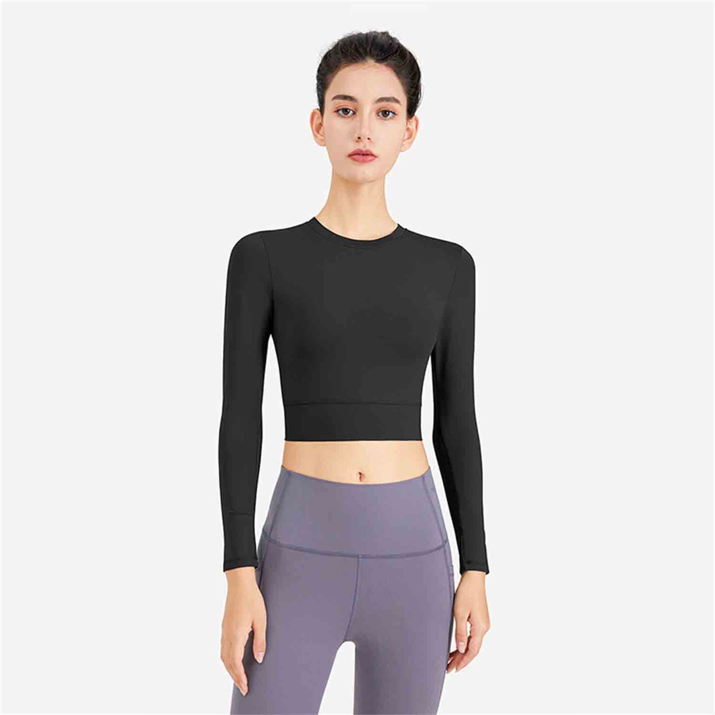 New Fitness Yoga Clothes Women's Long Sleeves Sexy T-shirt Close-Fitting Sports Running Breathable Top