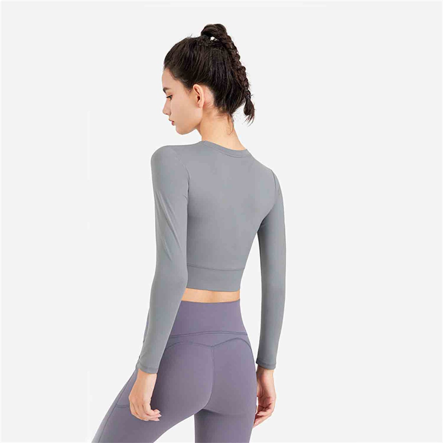 New Fitness Yoga Clothes Women's Long Sleeves Sexy T-shirt Close-Fitting Sports Running Breathable Top