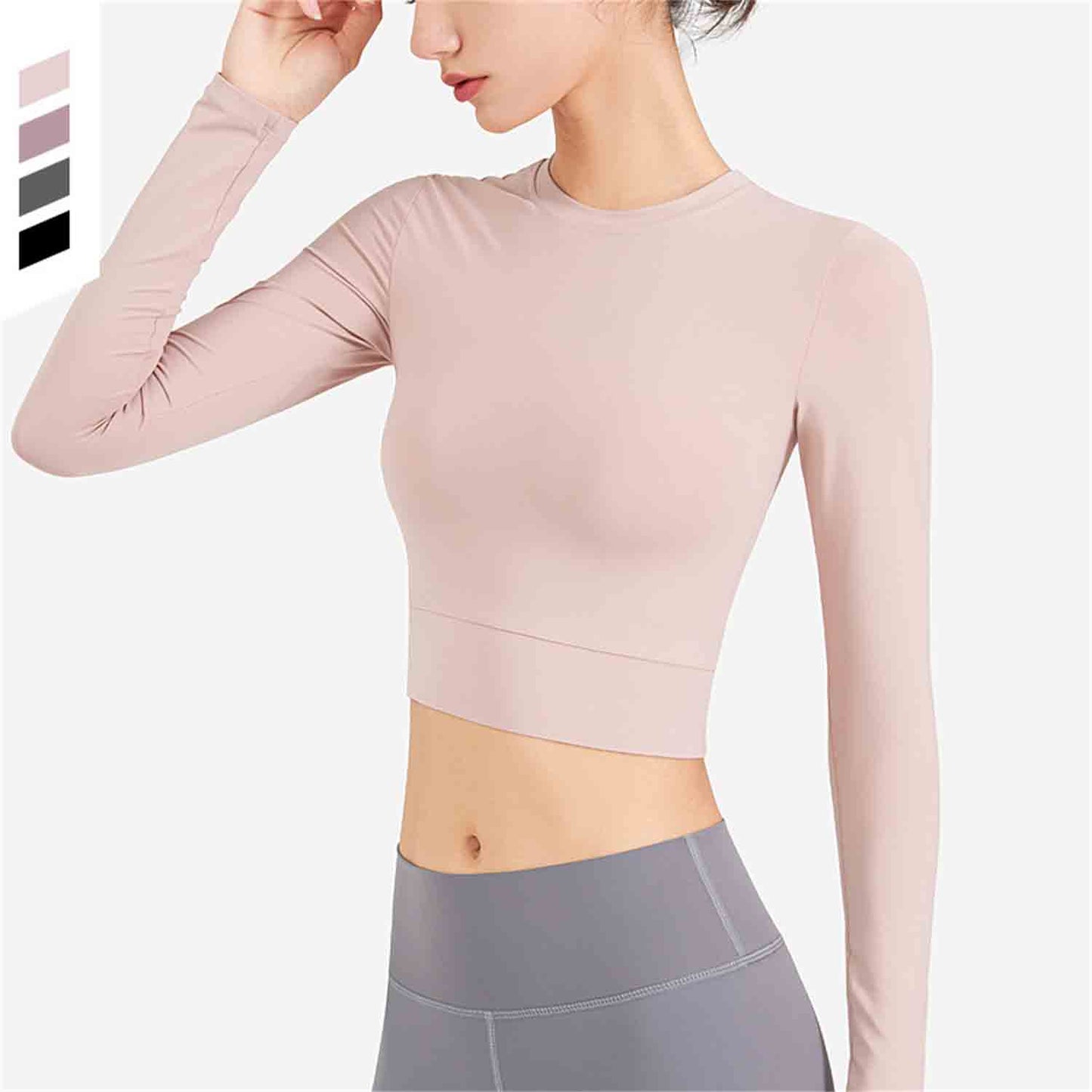 New Fitness Yoga Clothes Women's Long Sleeves Sexy T-shirt Close-Fitting Sports Running Breathable Top