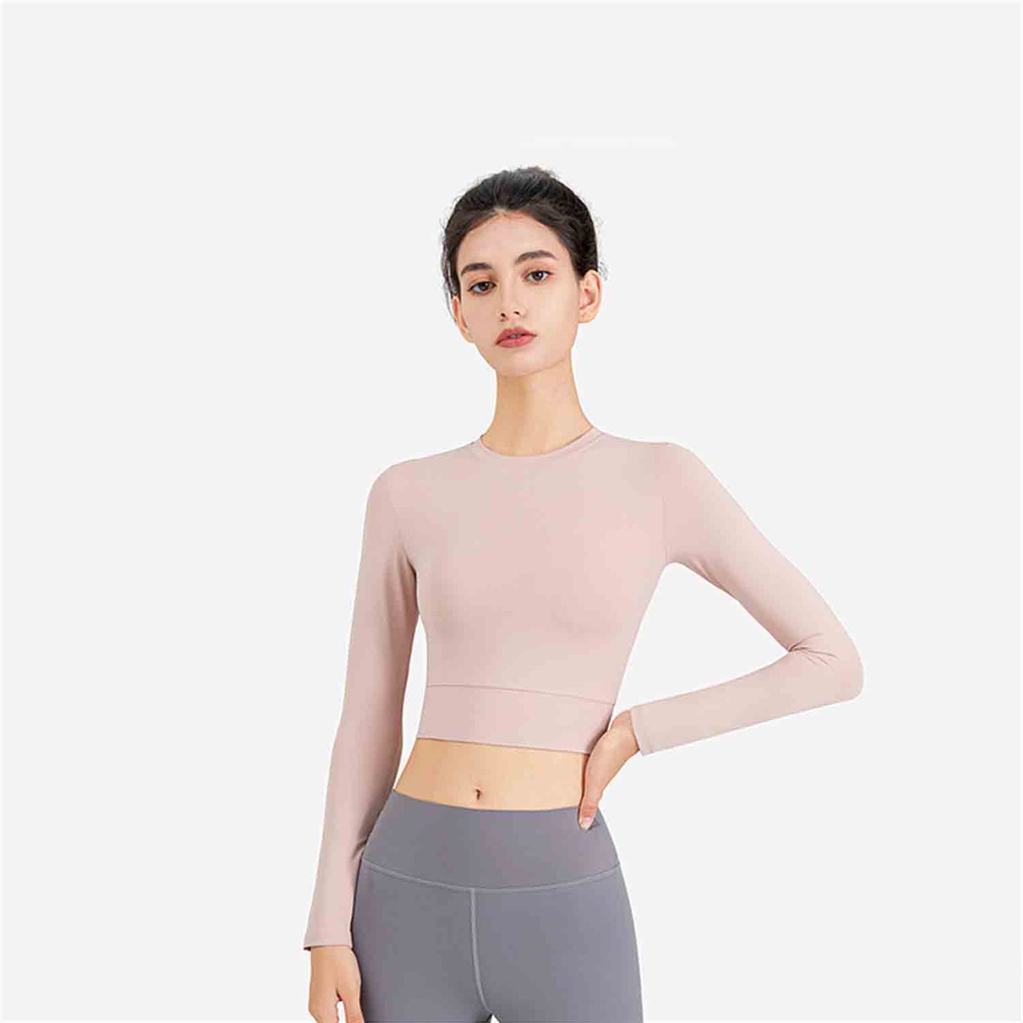 New Fitness Yoga Clothes Women's Long Sleeves Sexy T-shirt Close-Fitting Sports Running Breathable Top