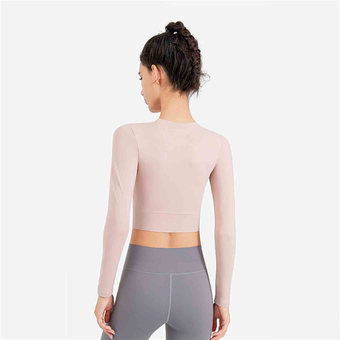 New Fitness Yoga Clothes Women's Long Sleeves Sexy T-shirt Close-Fitting Sports Running Breathable Top
