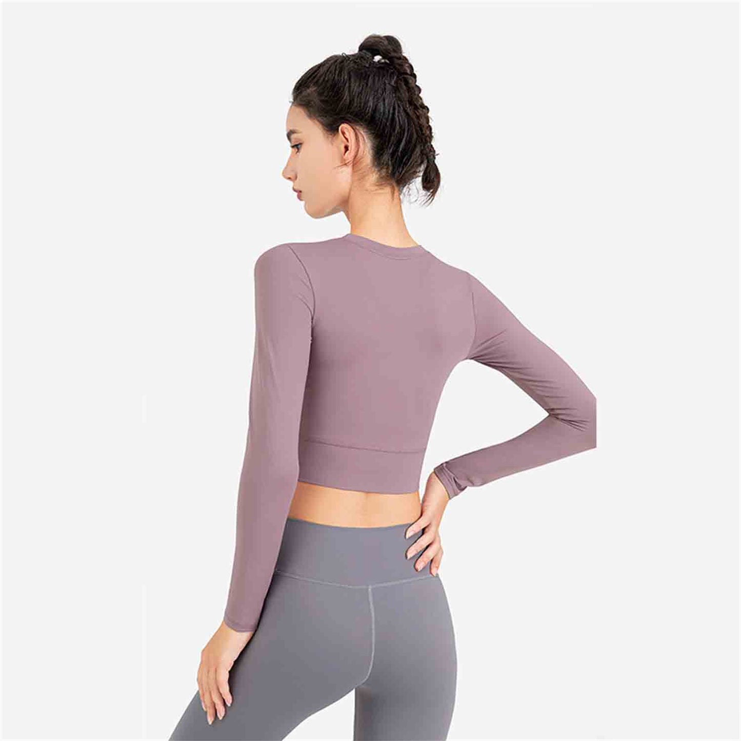 New Fitness Yoga Clothes Women's Long Sleeves Sexy T-shirt Close-Fitting Sports Running Breathable Top
