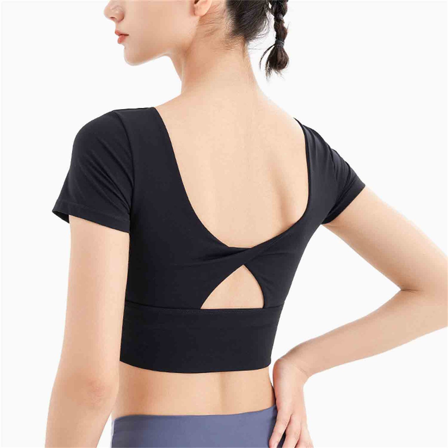Sports Vest Breathable Outdoor Fitness Clothes Beauty Back Top Yoga Clothes Breathable Quick Dry short-sleeved girls T-shirt