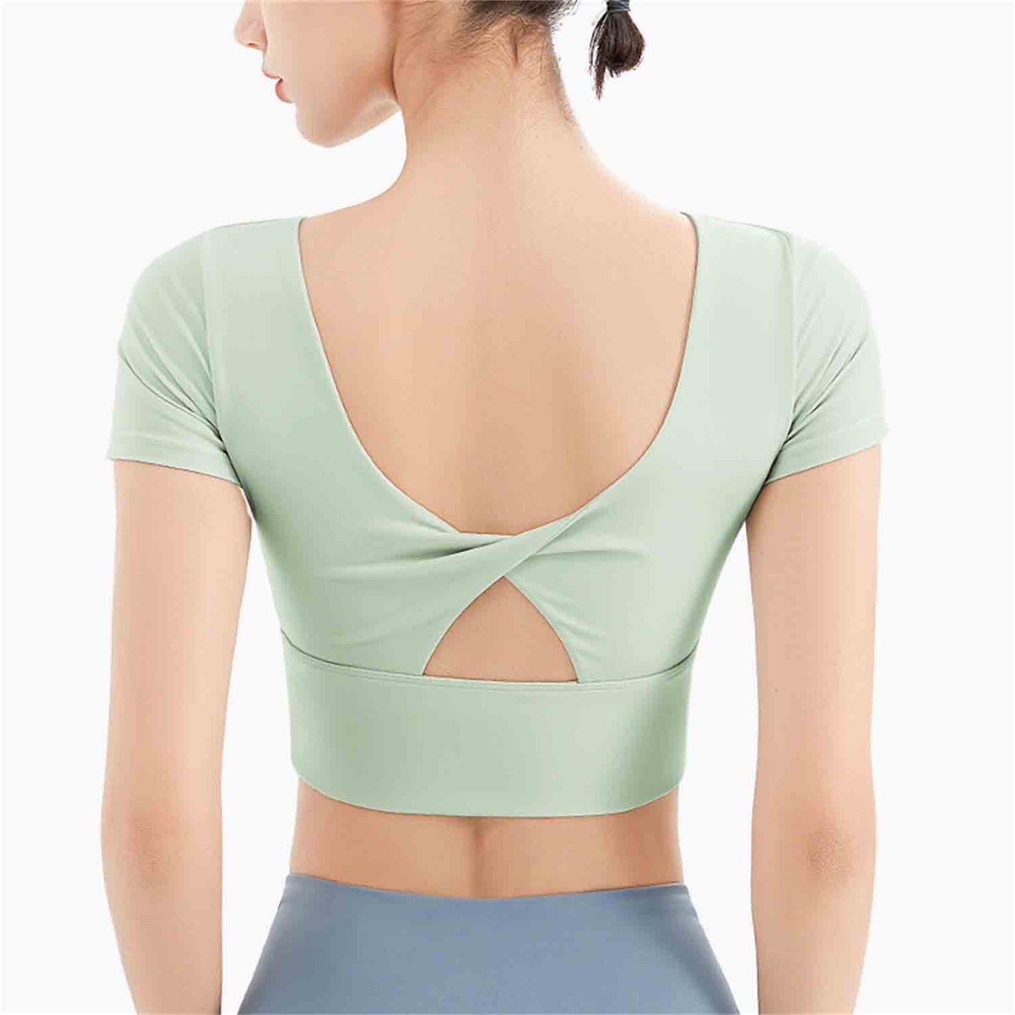 Sports Vest Breathable Outdoor Fitness Clothes Beauty Back Top Yoga Clothes Breathable Quick Dry short-sleeved girls T-shirt