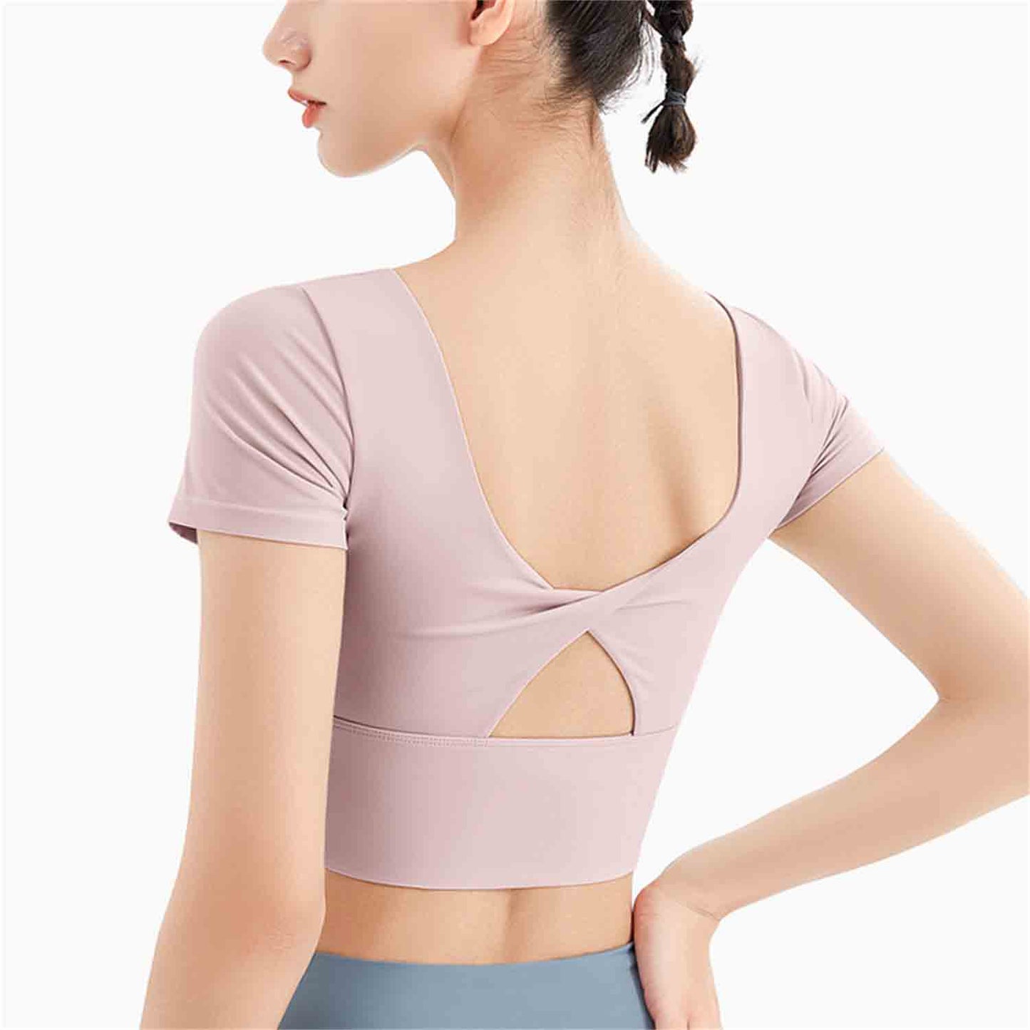 Sports Vest Breathable Outdoor Fitness Clothes Beauty Back Top Yoga Clothes Breathable Quick Dry short-sleeved girls T-shirt