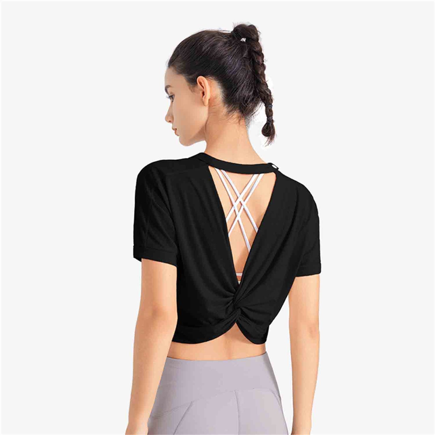 2022 Beauty Back Fitness Yoga Clothes Women Loose Breathable Quick-drying Sports T-shirt Running Shirt Training Short Sleeve