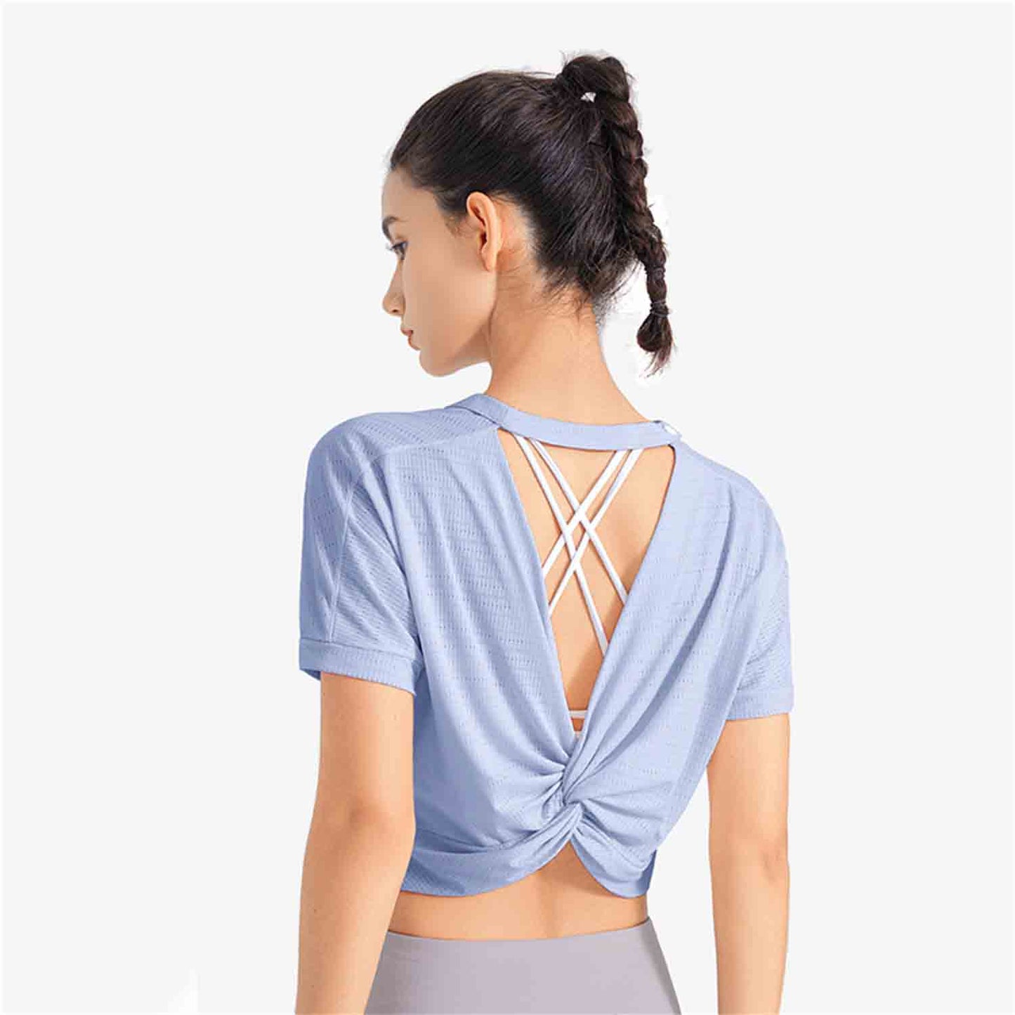 2022 Beauty Back Fitness Yoga Clothes Women Loose Breathable Quick-drying Sports T-shirt Running Shirt Training Short Sleeve