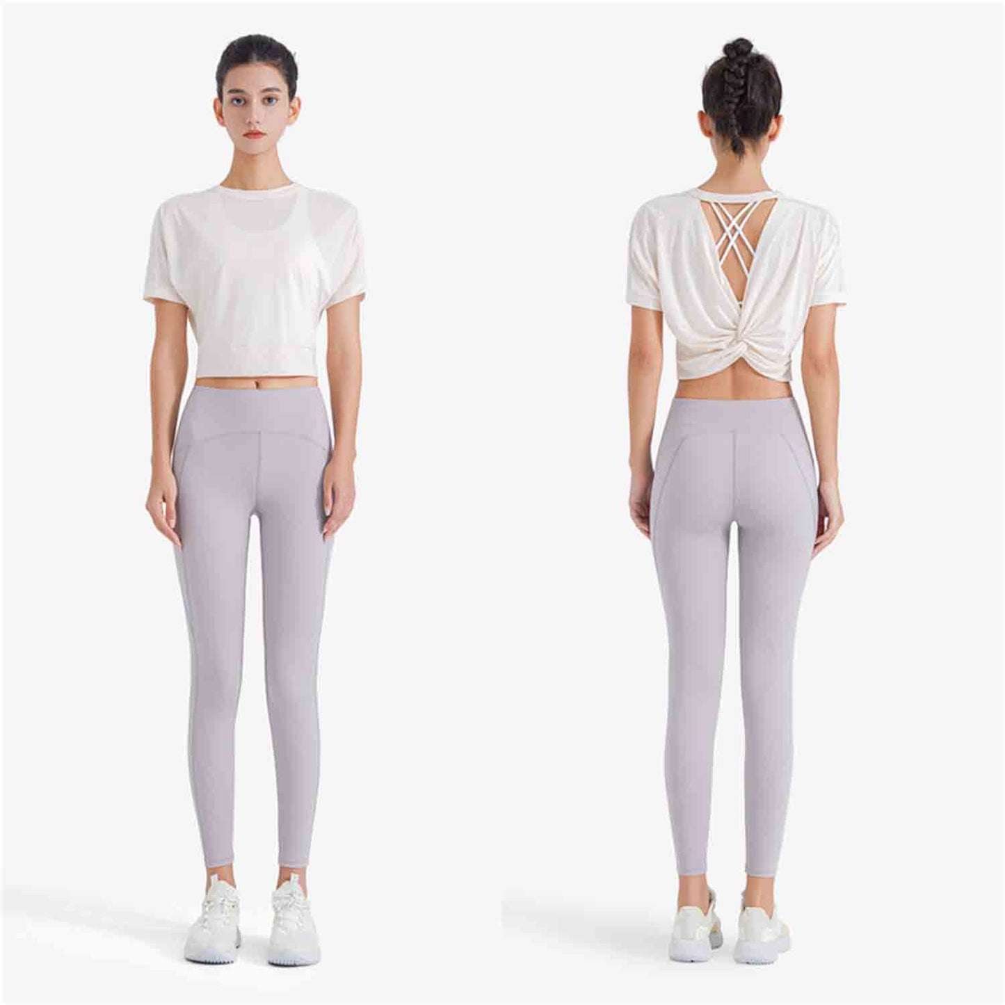 2022 Beauty Back Fitness Yoga Clothes Women Loose Breathable Quick-drying Sports T-shirt Running Shirt Training Short Sleeve
