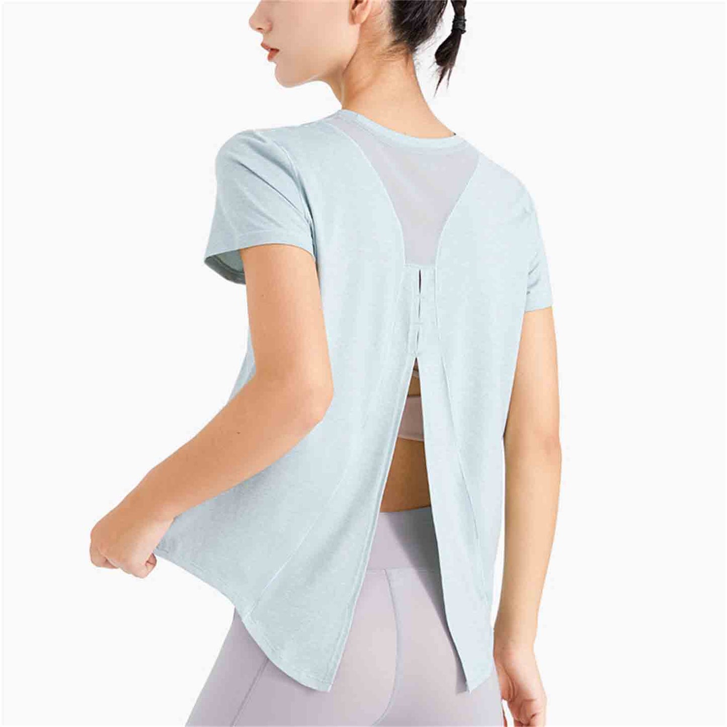 Sports T-shirt Yoga Clothes Loose Mesh Cool Breathable Quick Dry Tops Fitness Clothes Short-sleeved Outdoor Running Shirts