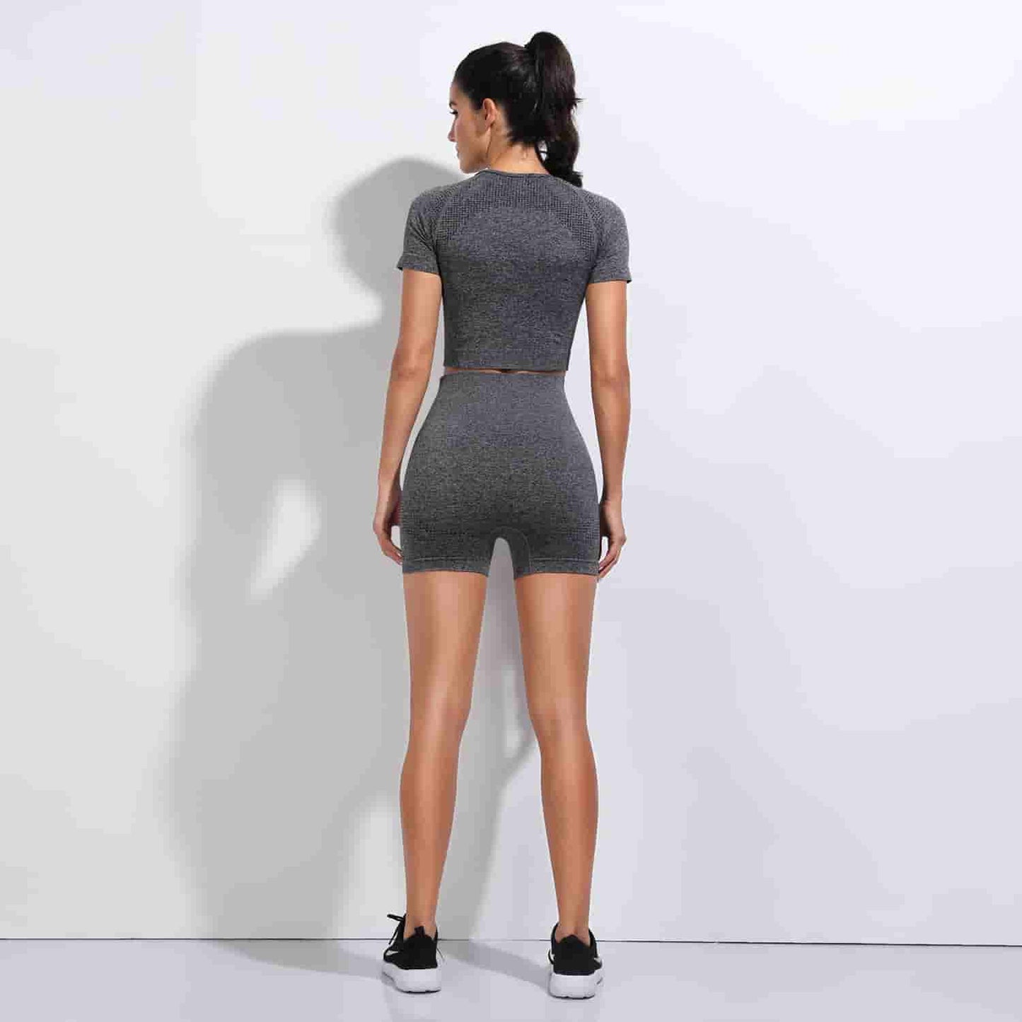 Summer Yoga T-Shirt Shorts Set 2PCS Workout Suit For Women Fitness Running Activewear