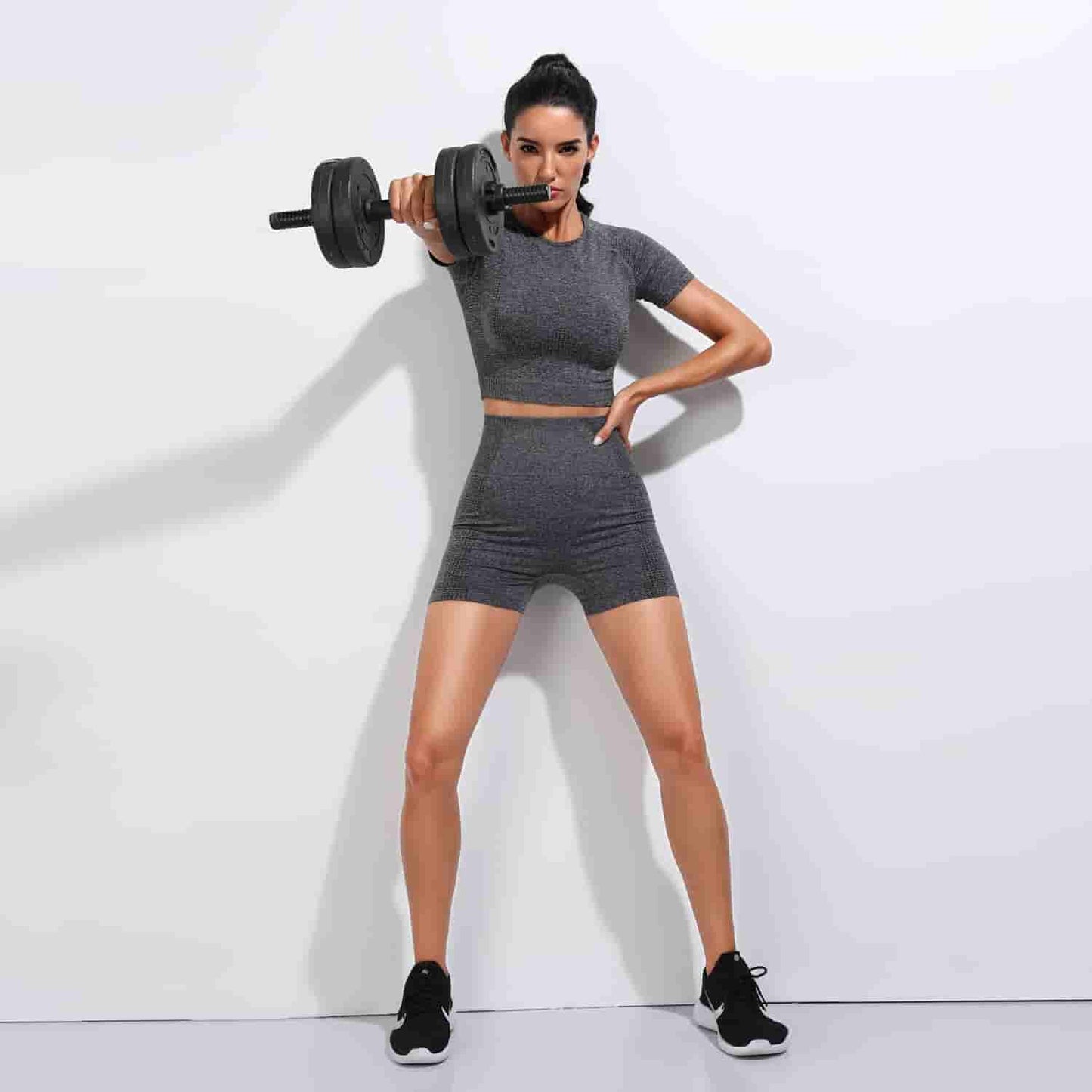 Summer Yoga T-Shirt Shorts Set 2PCS Workout Suit For Women Fitness Running Activewear