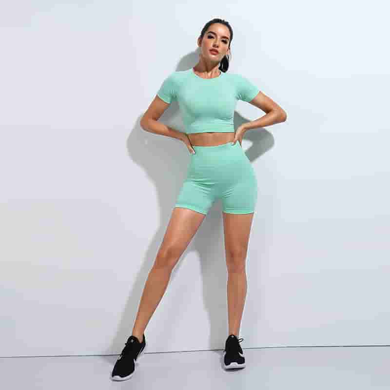 Summer Yoga T-Shirt Shorts Set 2PCS Workout Suit For Women Fitness Running Activewear