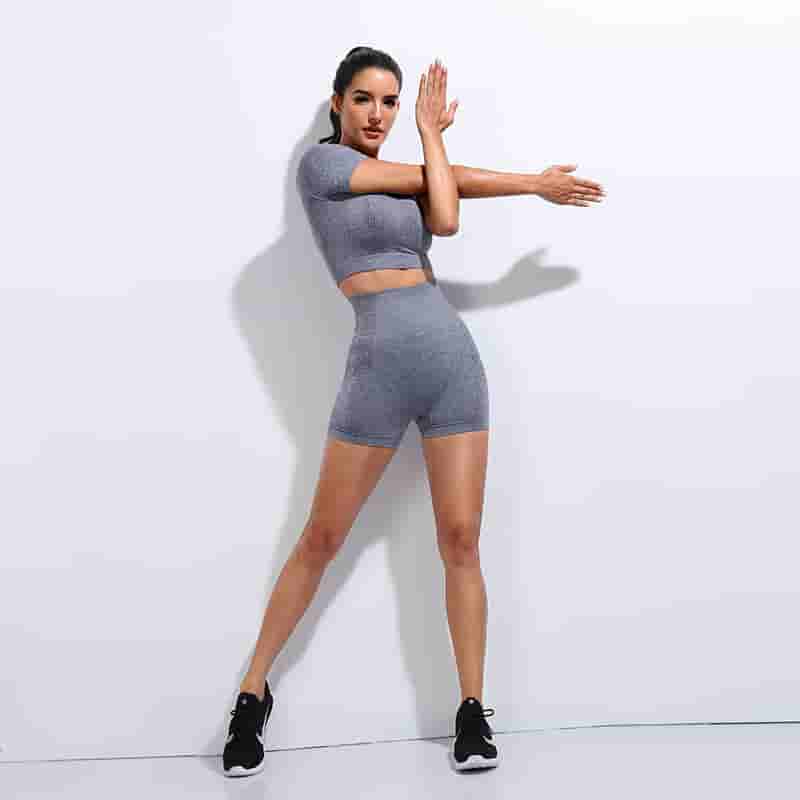 Summer Yoga T-Shirt Shorts Set 2PCS Workout Suit For Women Fitness Running Activewear