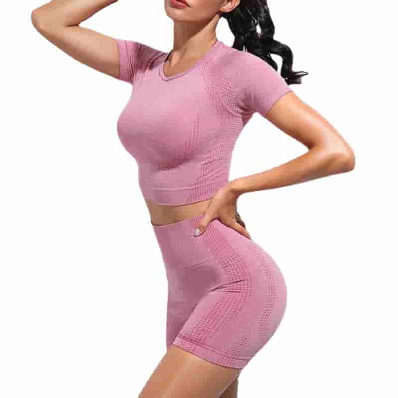 Summer Yoga T-Shirt Shorts Set 2PCS Workout Suit For Women Fitness Running Activewear
