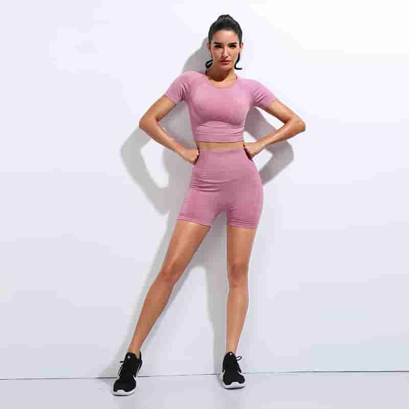 Summer Yoga T-Shirt Shorts Set 2PCS Workout Suit For Women Fitness Running Activewear